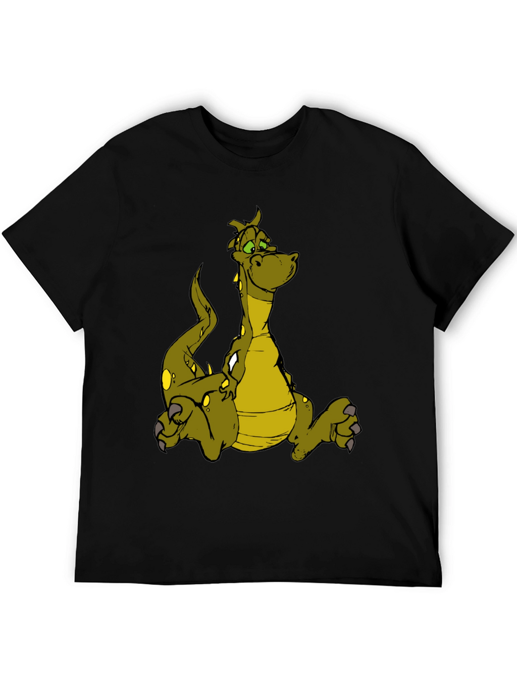 Cartoon Dragon Graphic T-Shirt - Black Cotton Tee