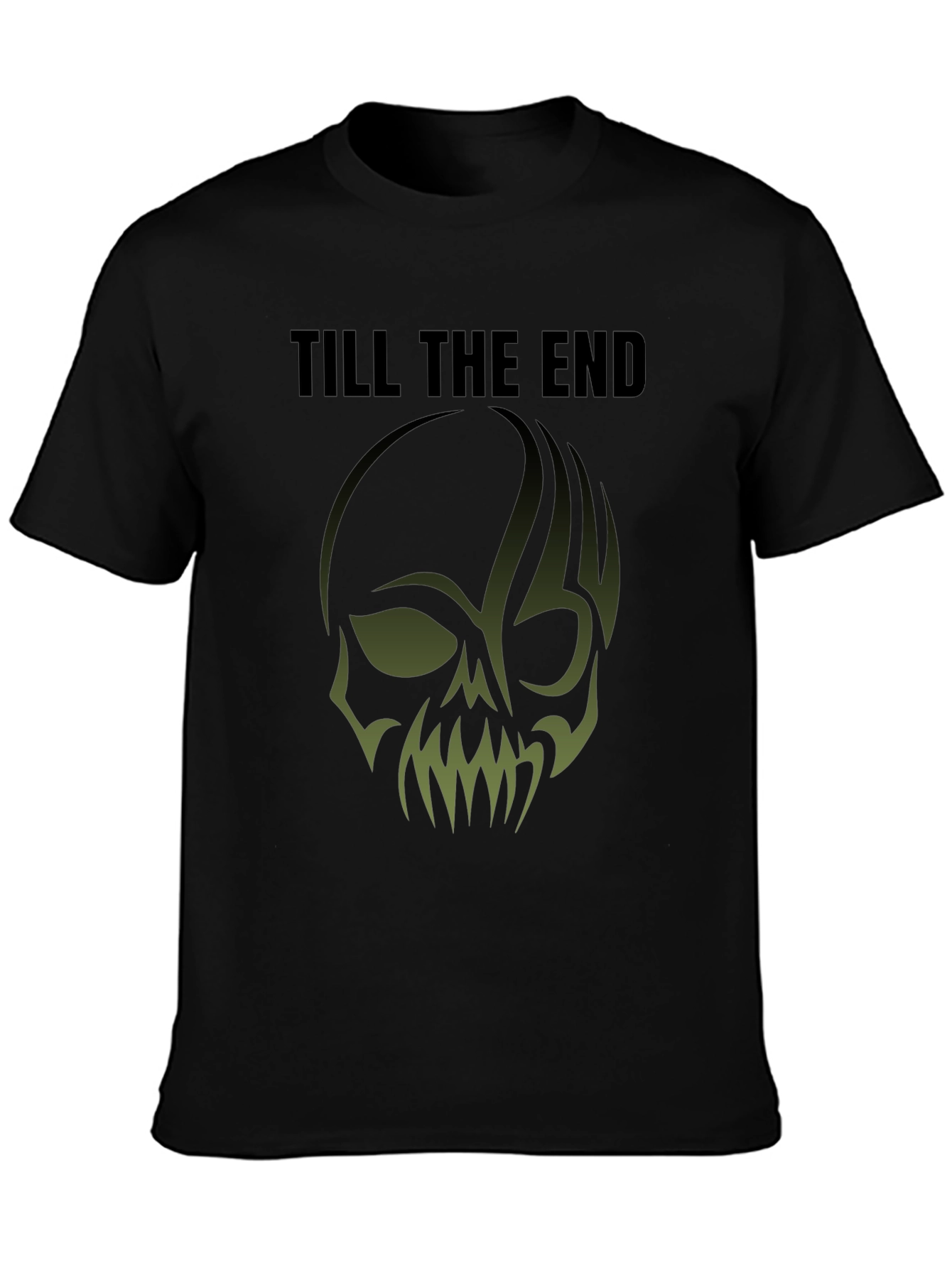 Till The End Skull Graphic Print Mens Black T-Shirt
