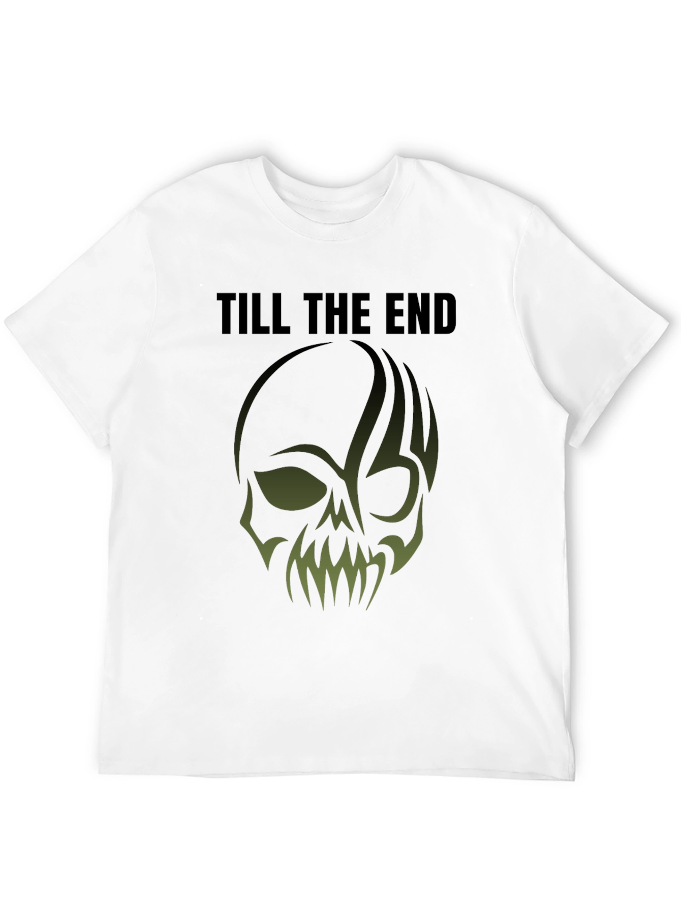 Till The End Skull Graphic Print Mens Black T-Shirt