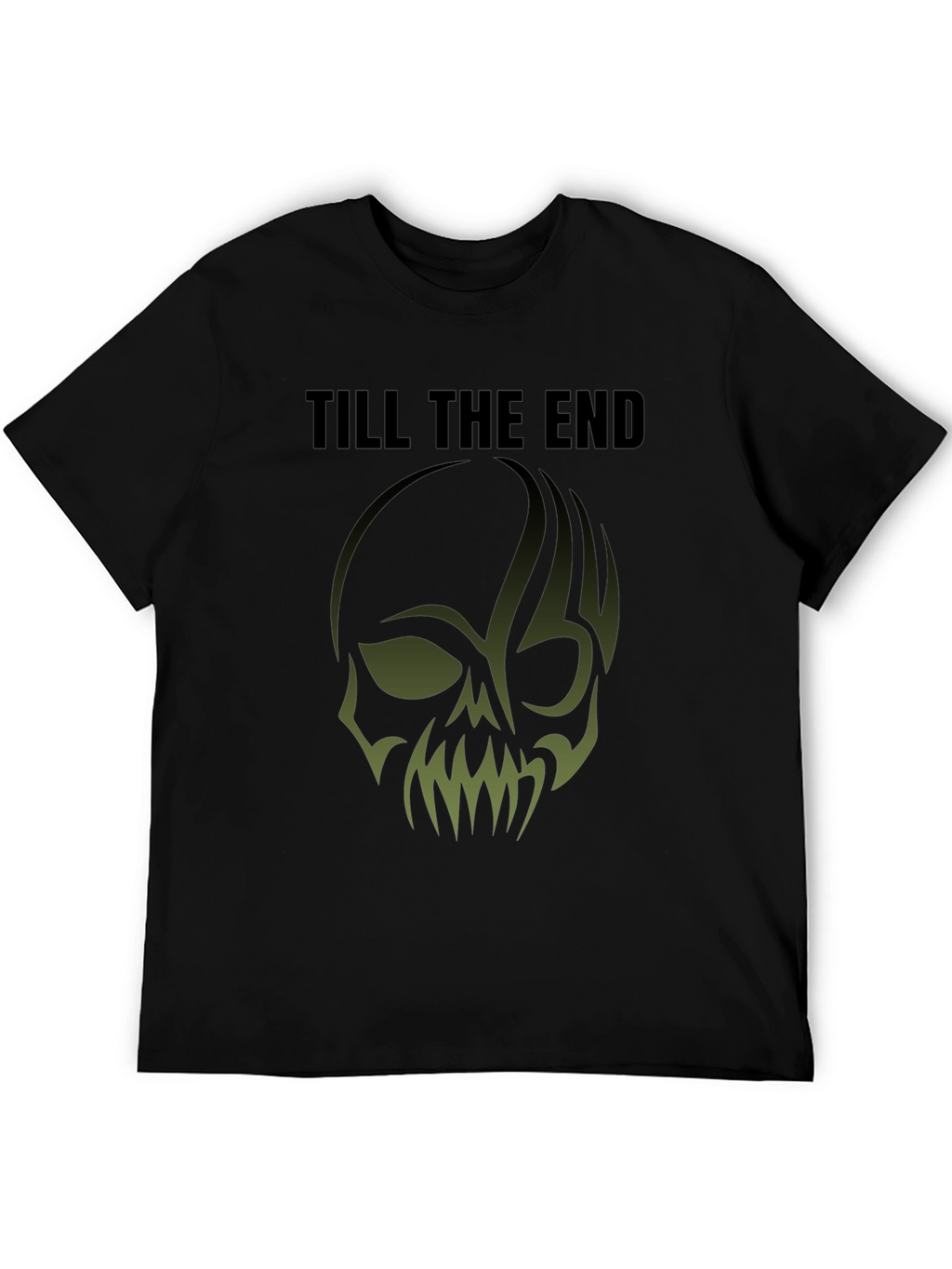Till The End Skull Graphic Print Mens Black T-Shirt