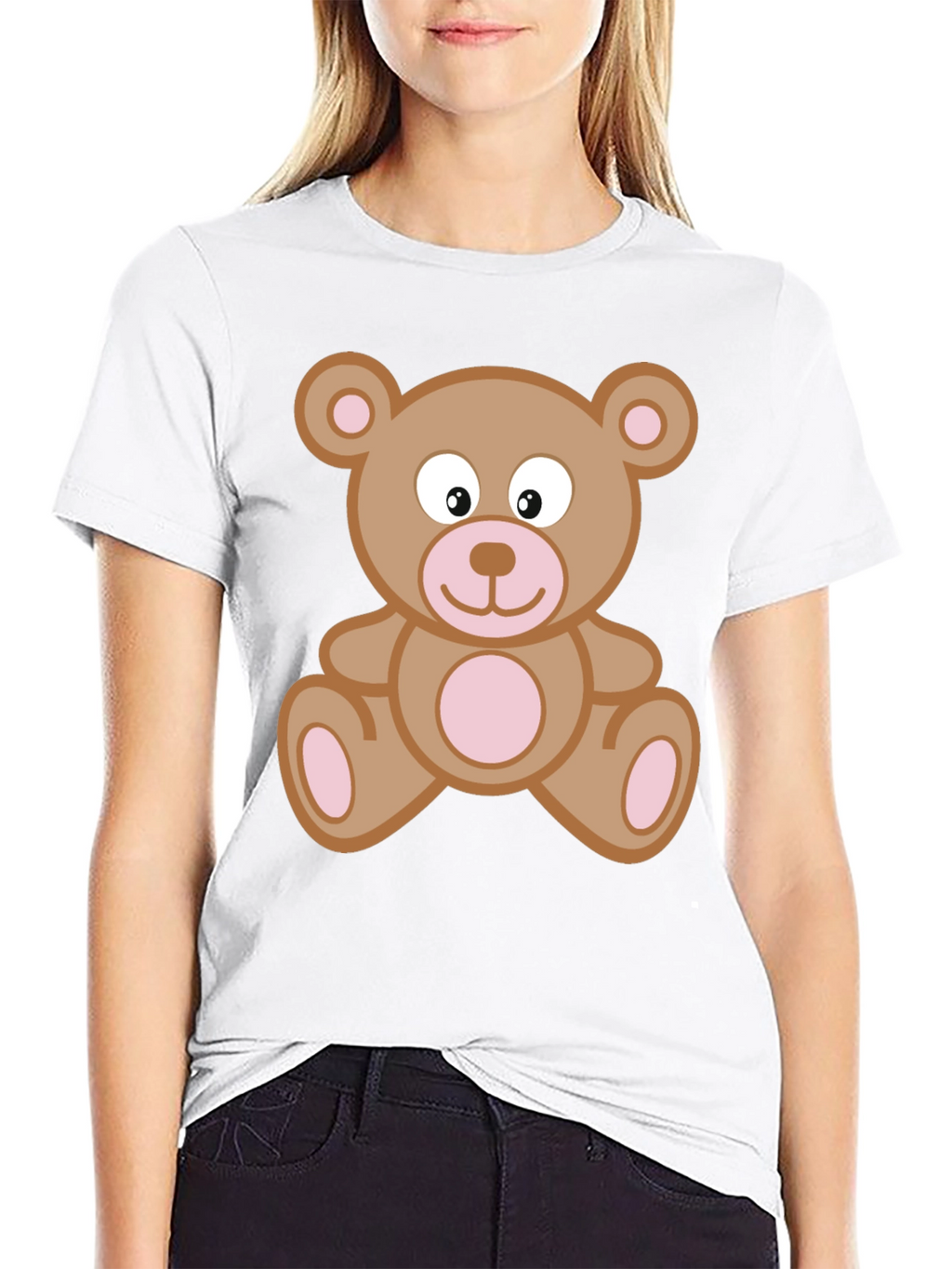 Cute Teddy Bear Graphic T-Shirt - Black Cotton Tee