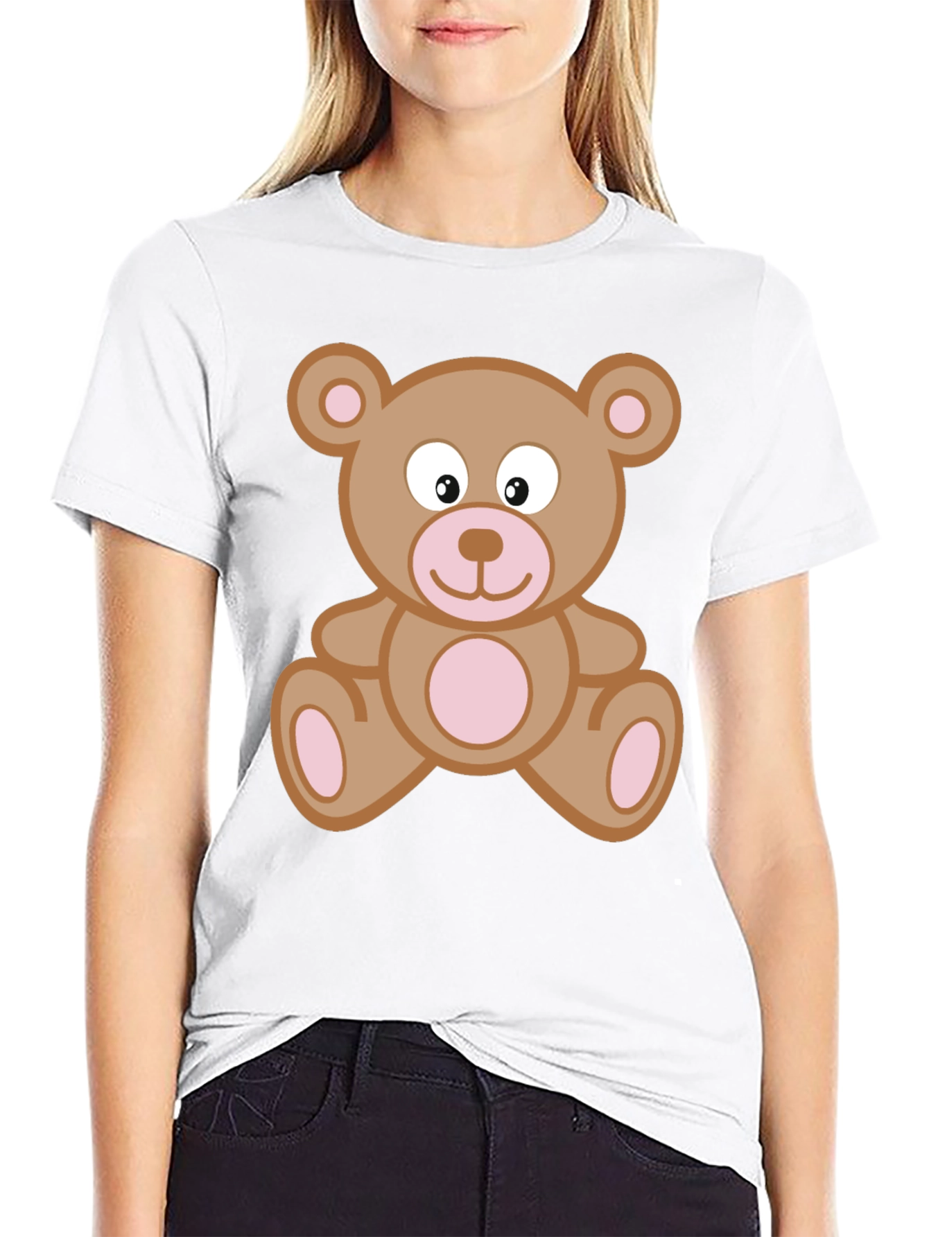 Cute Teddy Bear Graphic T-Shirt - Black Cotton Tee