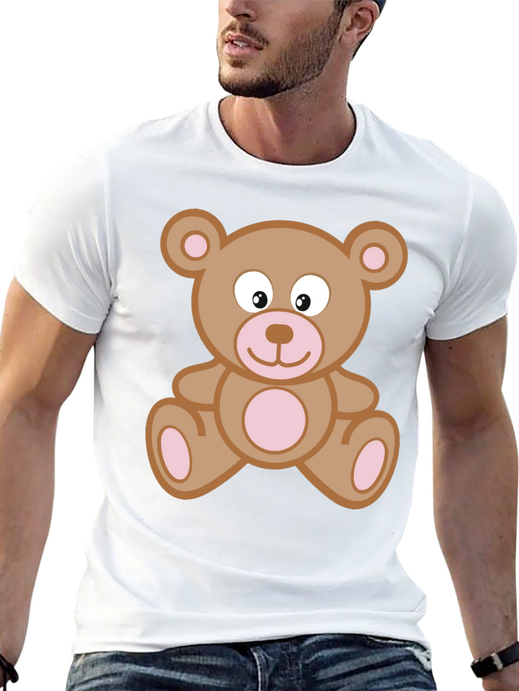 Cute Teddy Bear Graphic T-Shirt - Black Cotton Tee