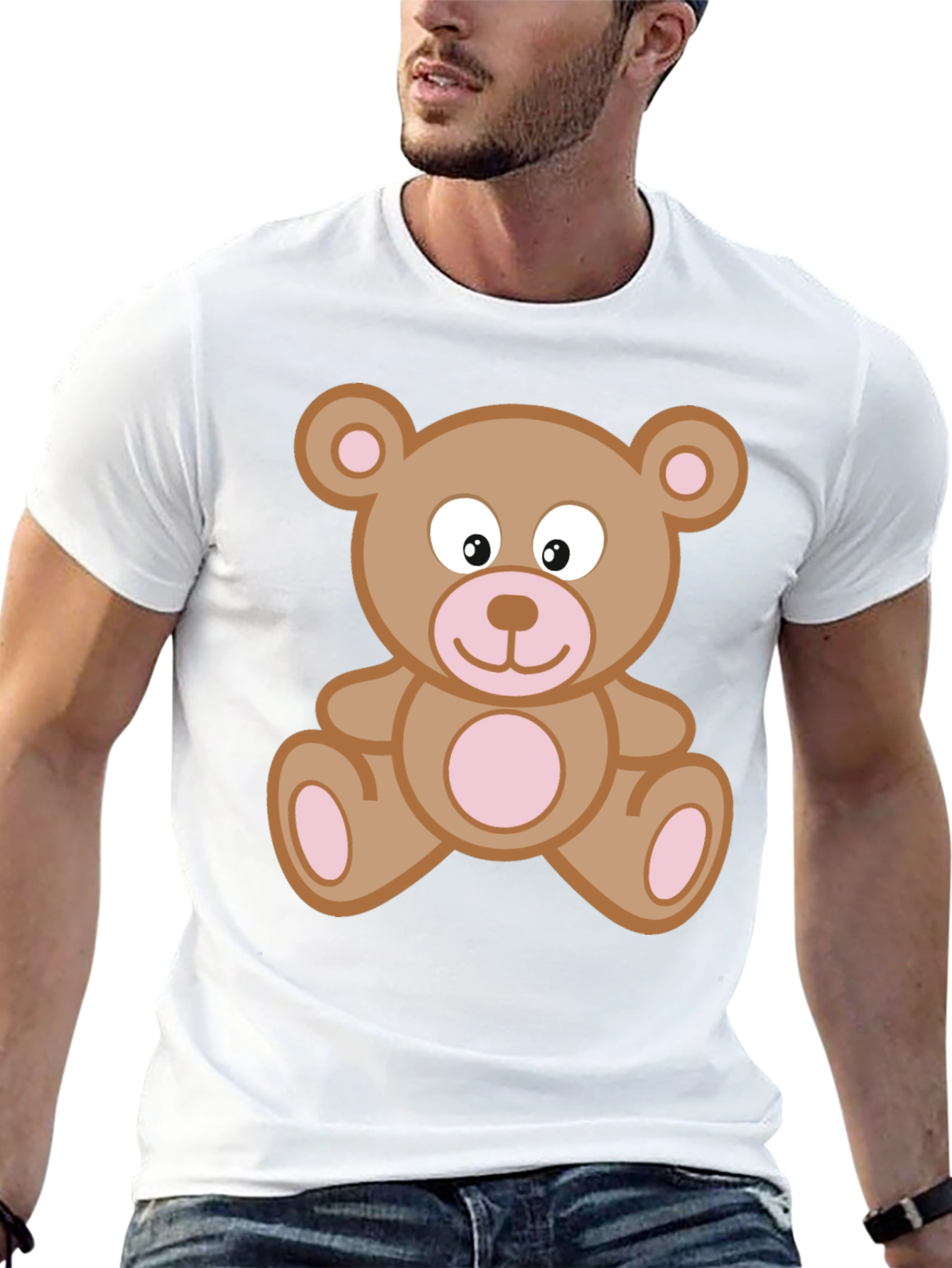 Cute Teddy Bear Graphic T-Shirt - Black Cotton Tee