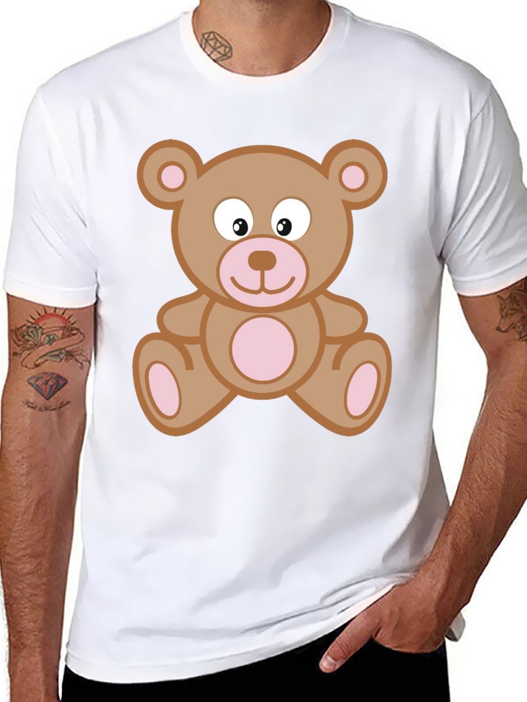 Cute Teddy Bear Graphic T-Shirt - Black Cotton Tee