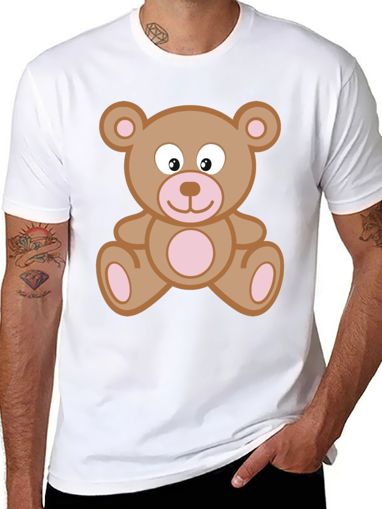 Cute Teddy Bear Graphic T-Shirt - Black Cotton Tee
