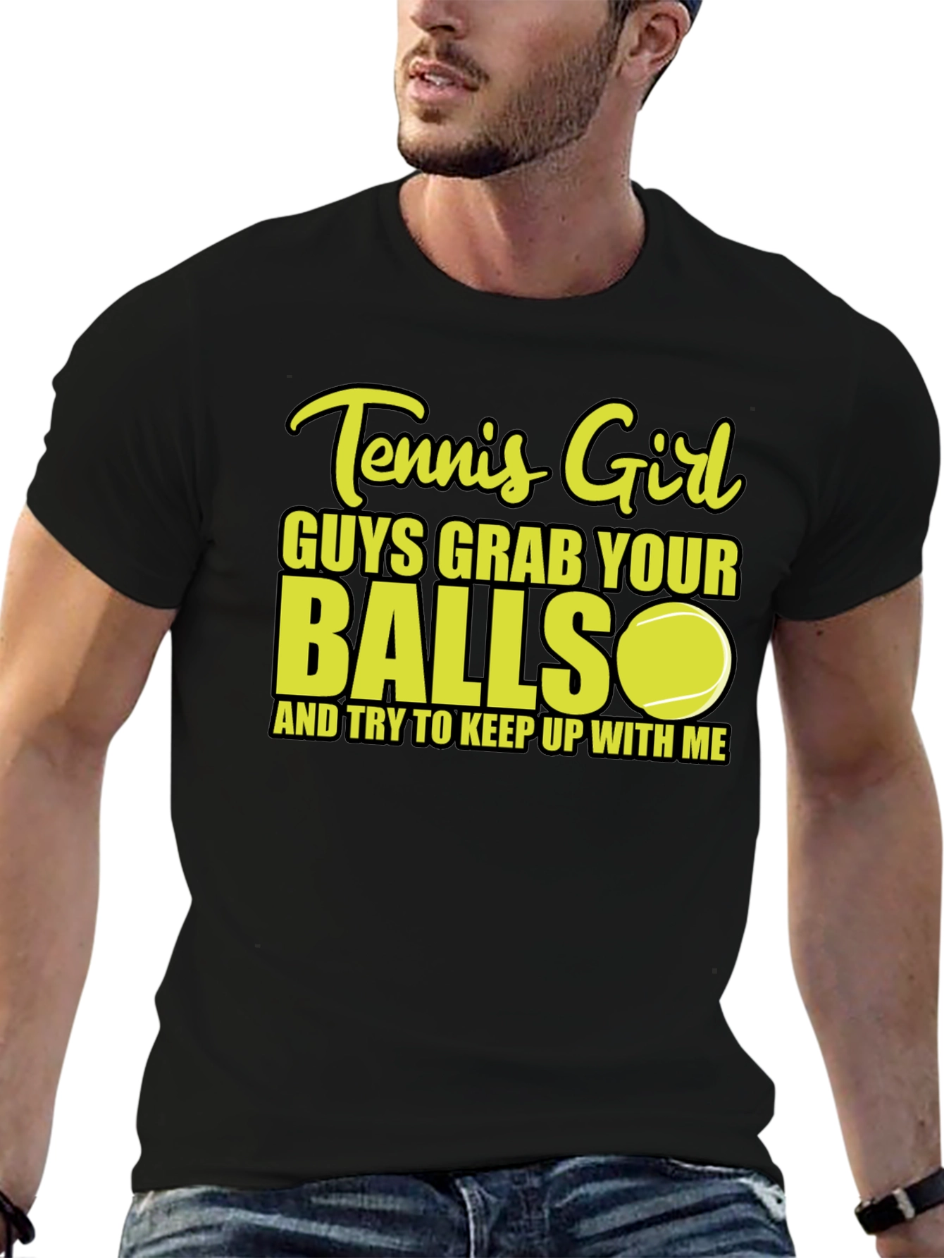 Tennis Girl Balls Graphic T-Shirt