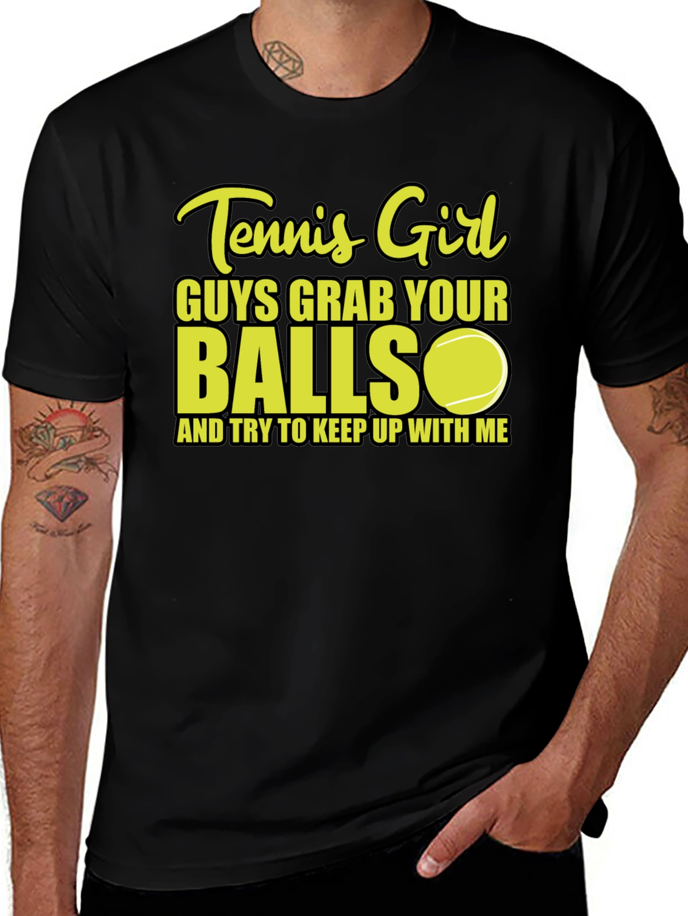 Tennis Girl Balls Graphic T-Shirt