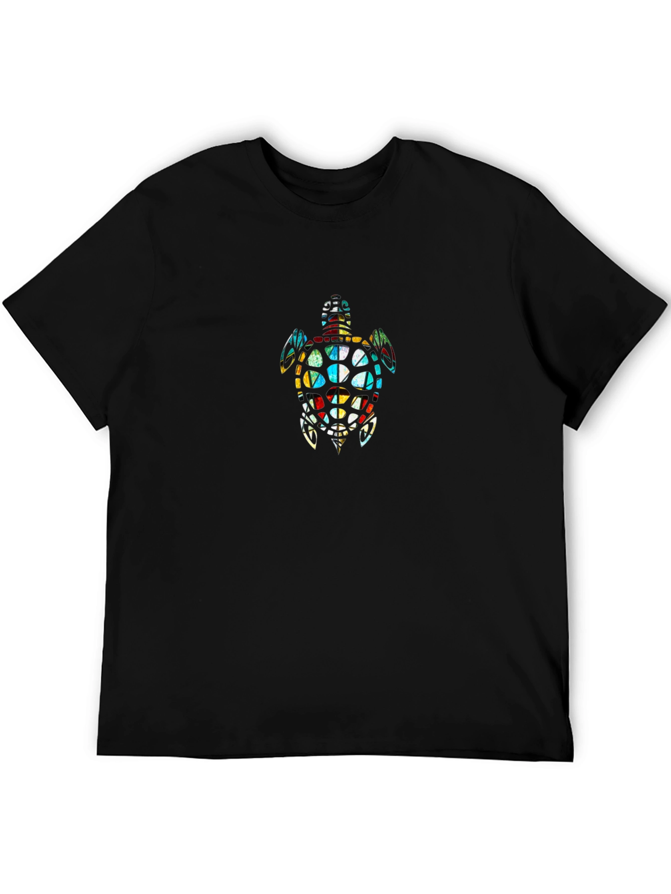 Stained Glass Turtle Graphic T-Shirt - Black
