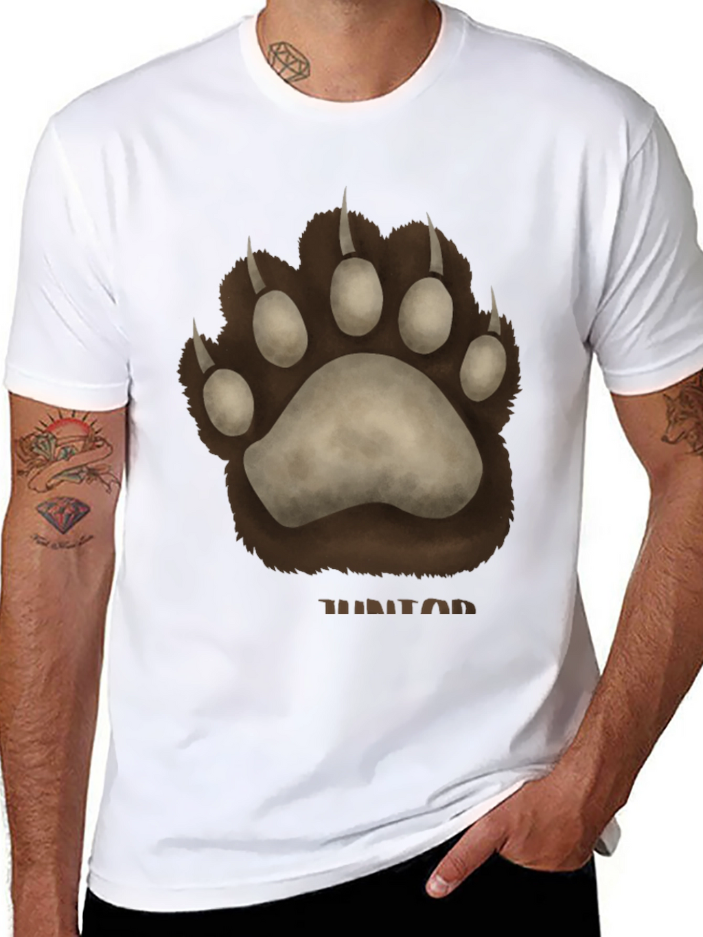 Bear Paw Print Graphic T-Shirt - Casual Wear