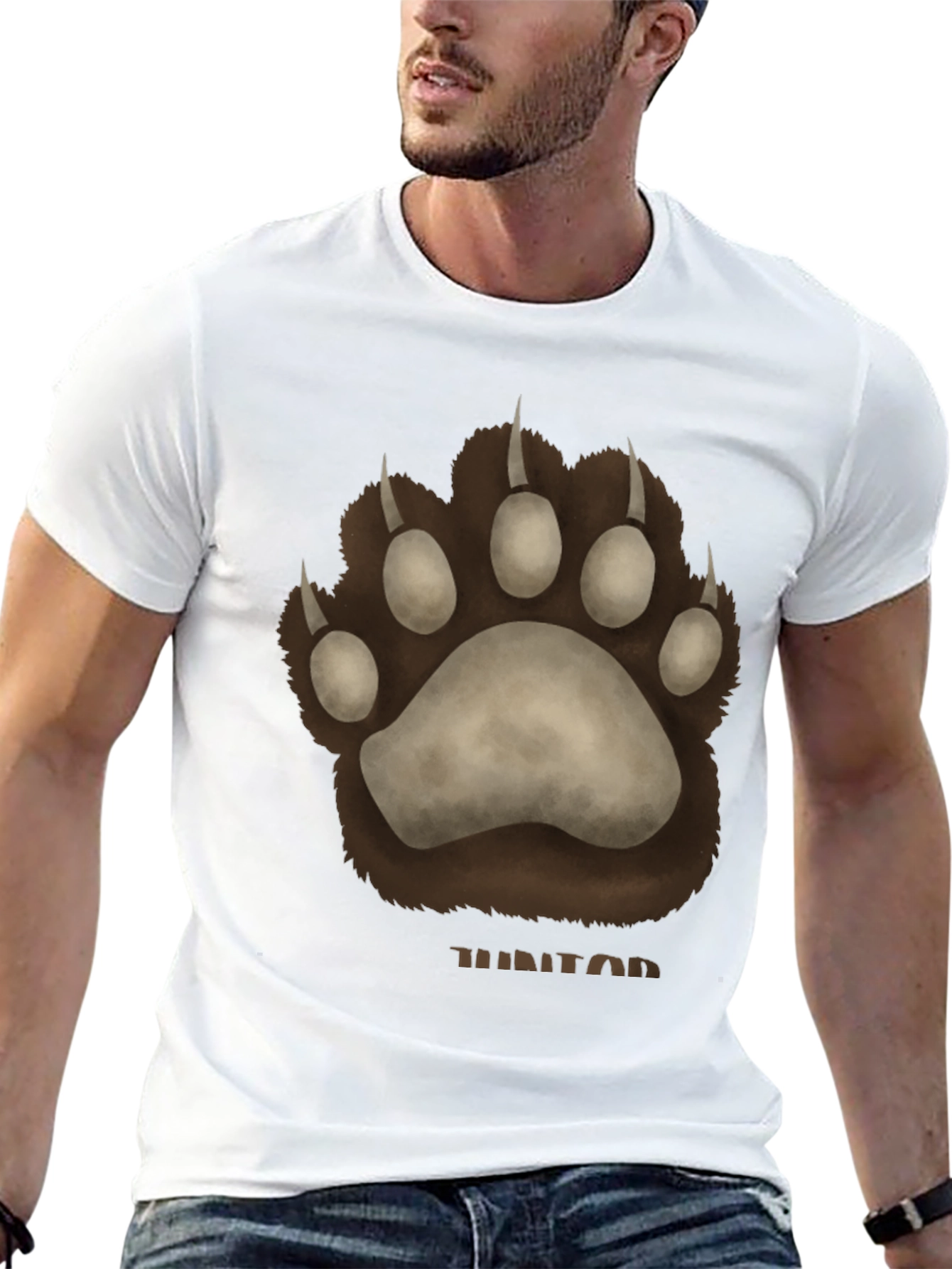 Bear Paw Print Graphic T-Shirt - Casual Wear