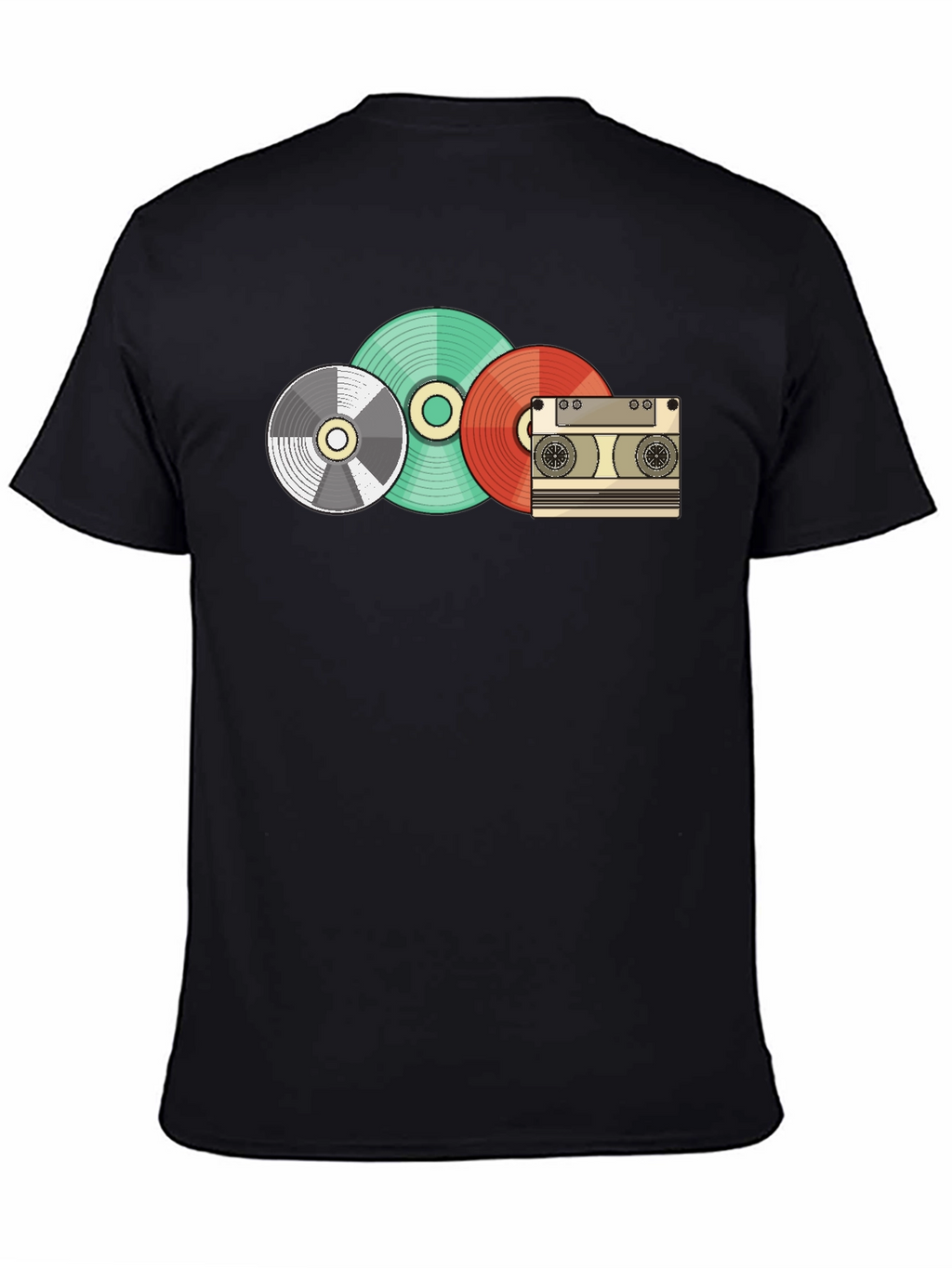 Retro Music Lover T-Shirt - Vinyl Cassette Design