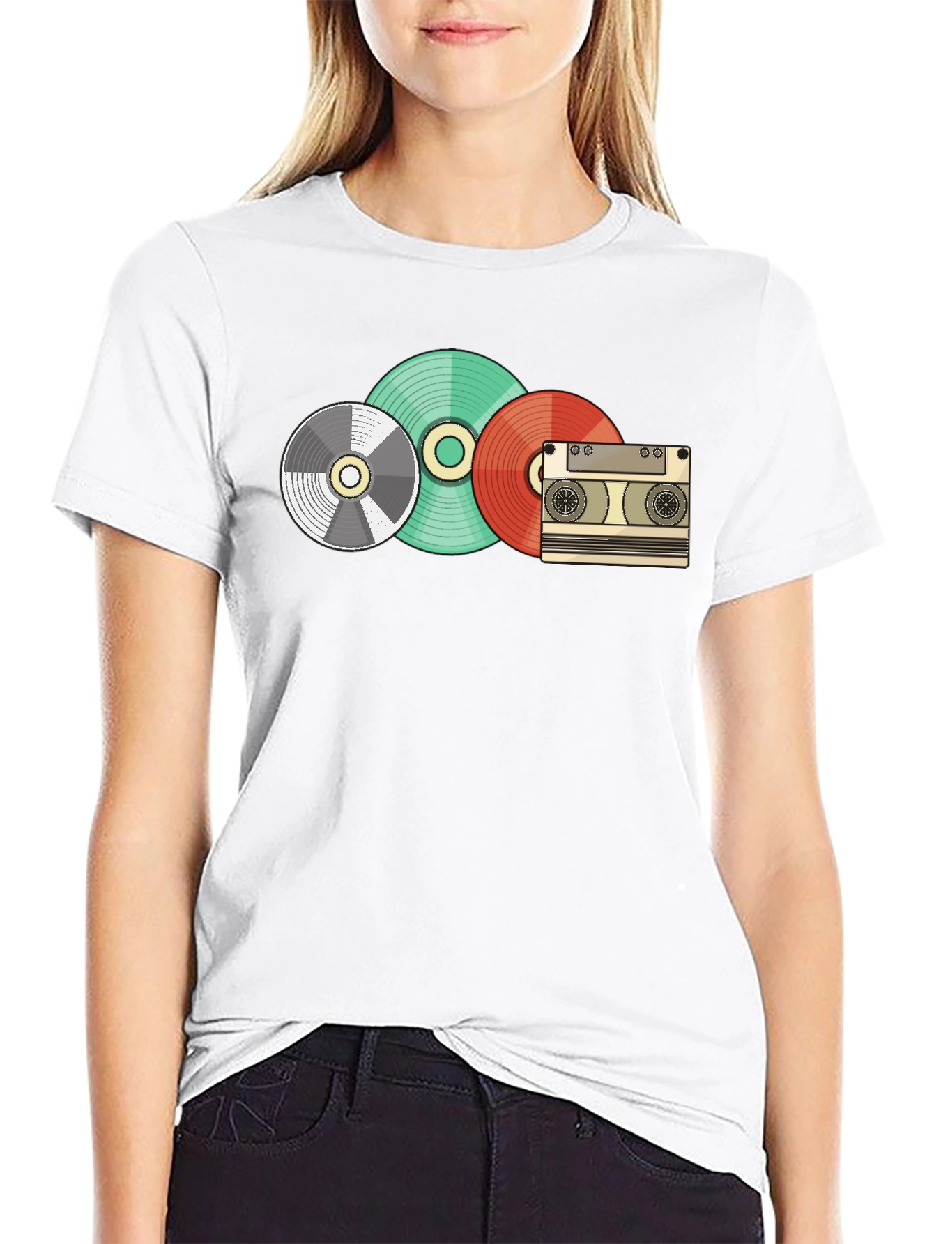 Retro Music Lover T-Shirt - Vinyl Cassette Design
