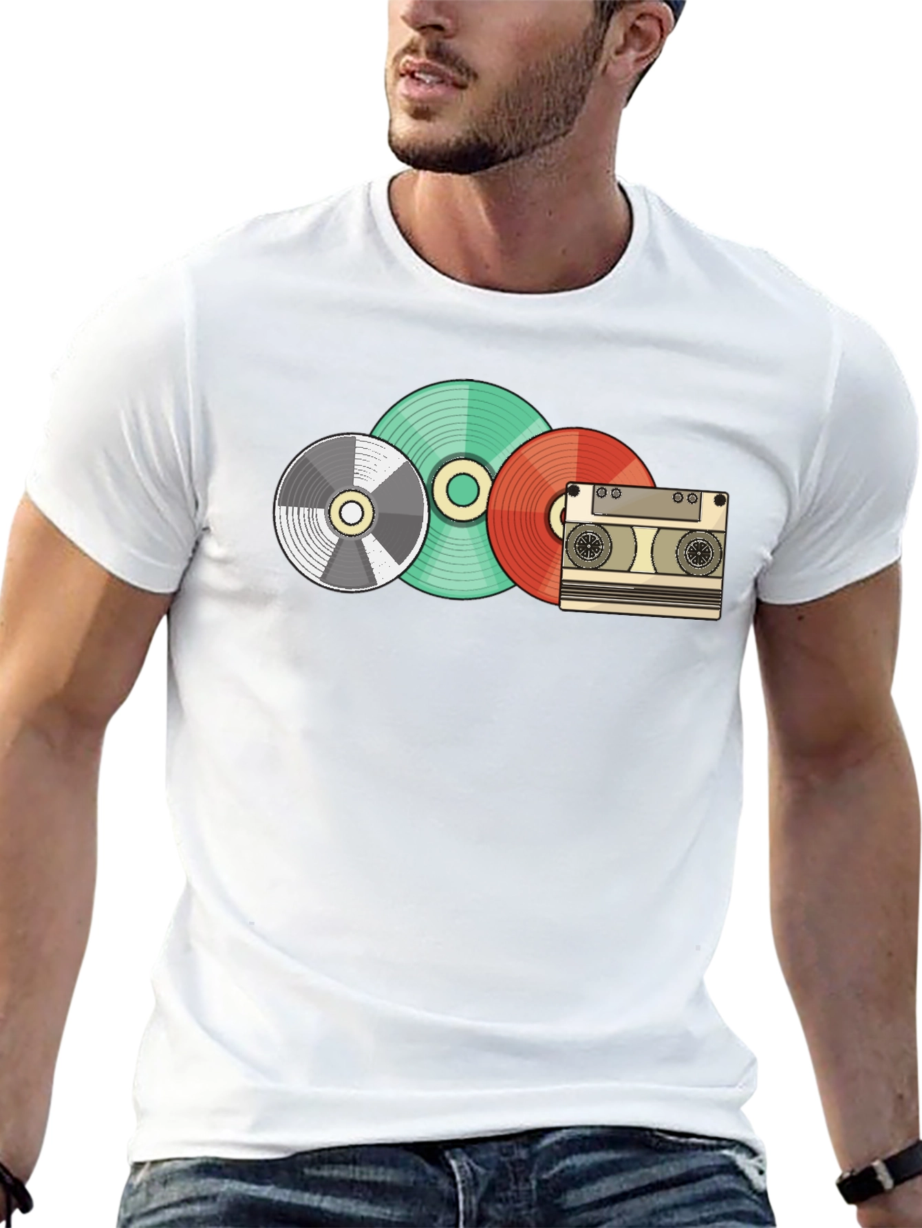 Retro Music Lover T-Shirt - Vinyl Cassette Design