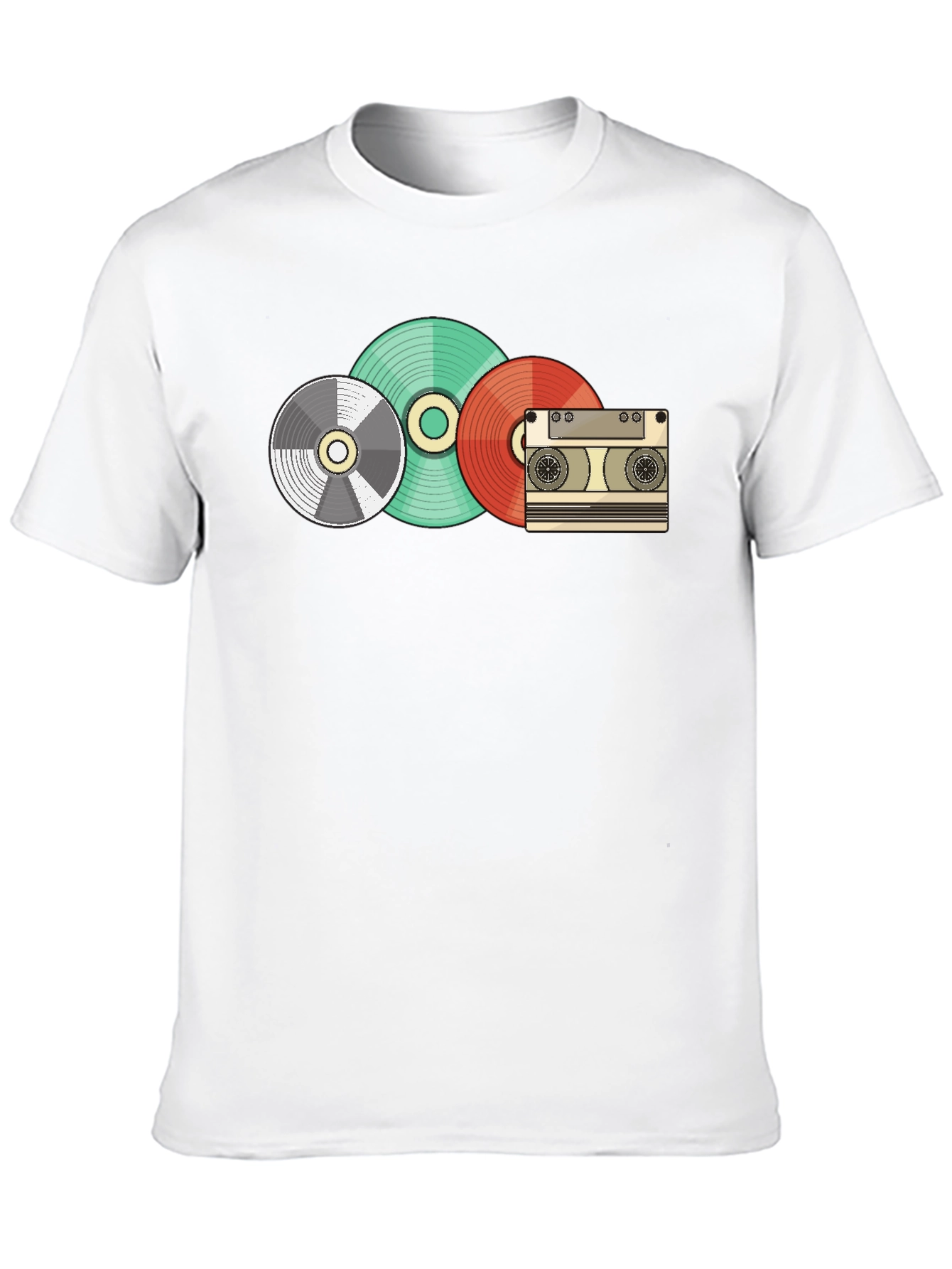 Retro Music Lover T-Shirt - Vinyl Cassette Design