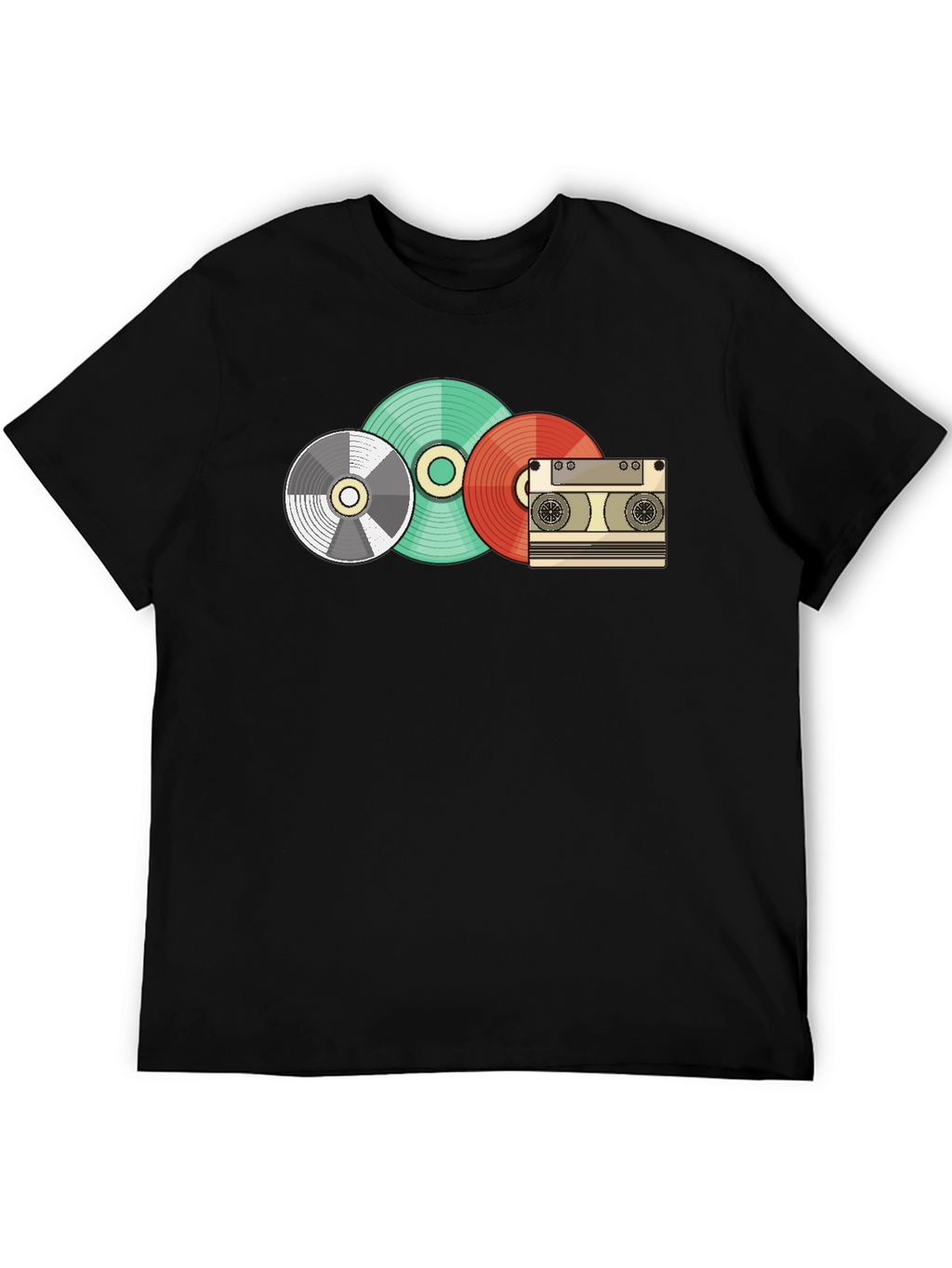 Retro Music Lover T-Shirt - Vinyl Cassette Design