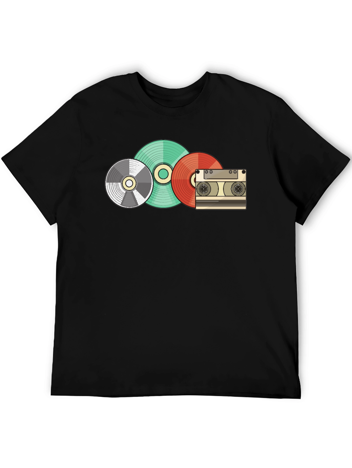 Retro Music Lover T-Shirt - Vinyl Cassette Design