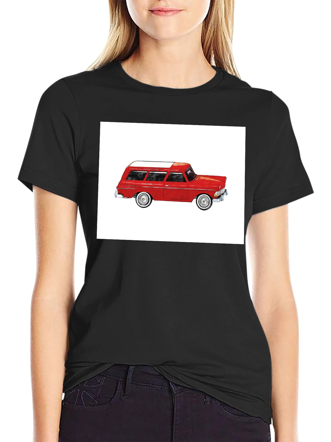 Classic Car Graphic Tee - Vintage Red Wagon