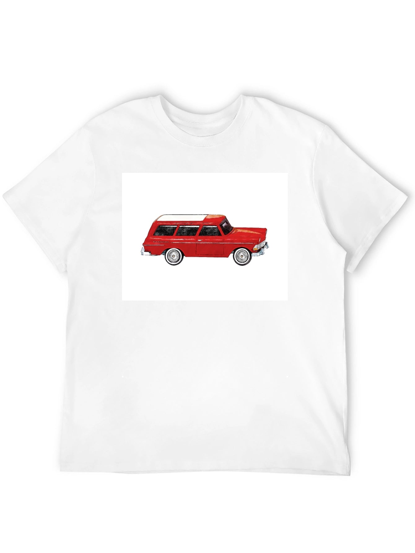 Classic Car Graphic Tee - Vintage Red Wagon