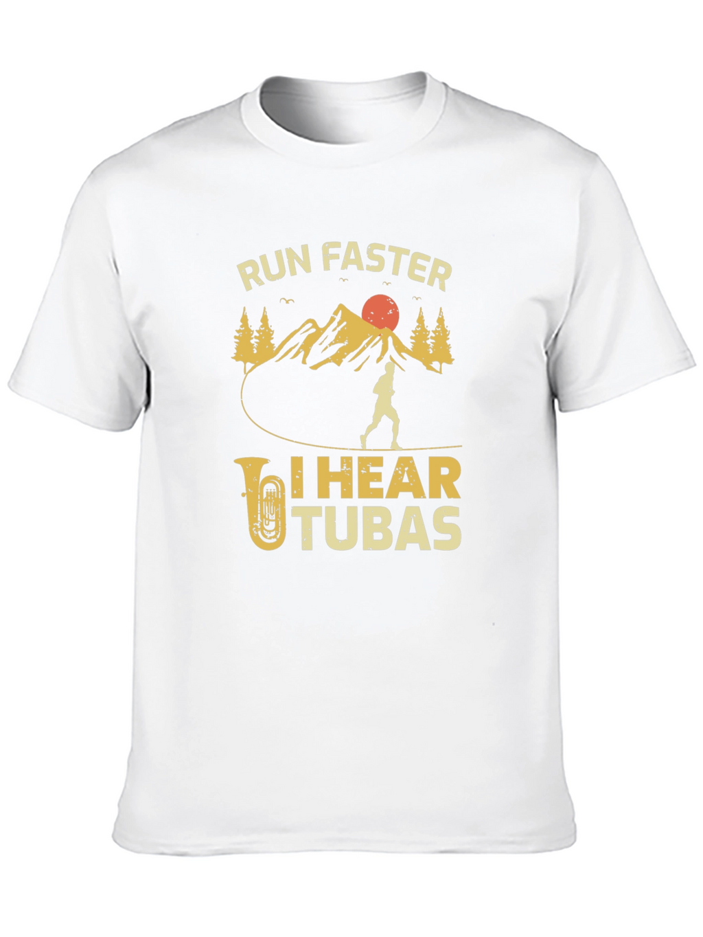 Run Faster I Hear Tubas Black T-Shirt
