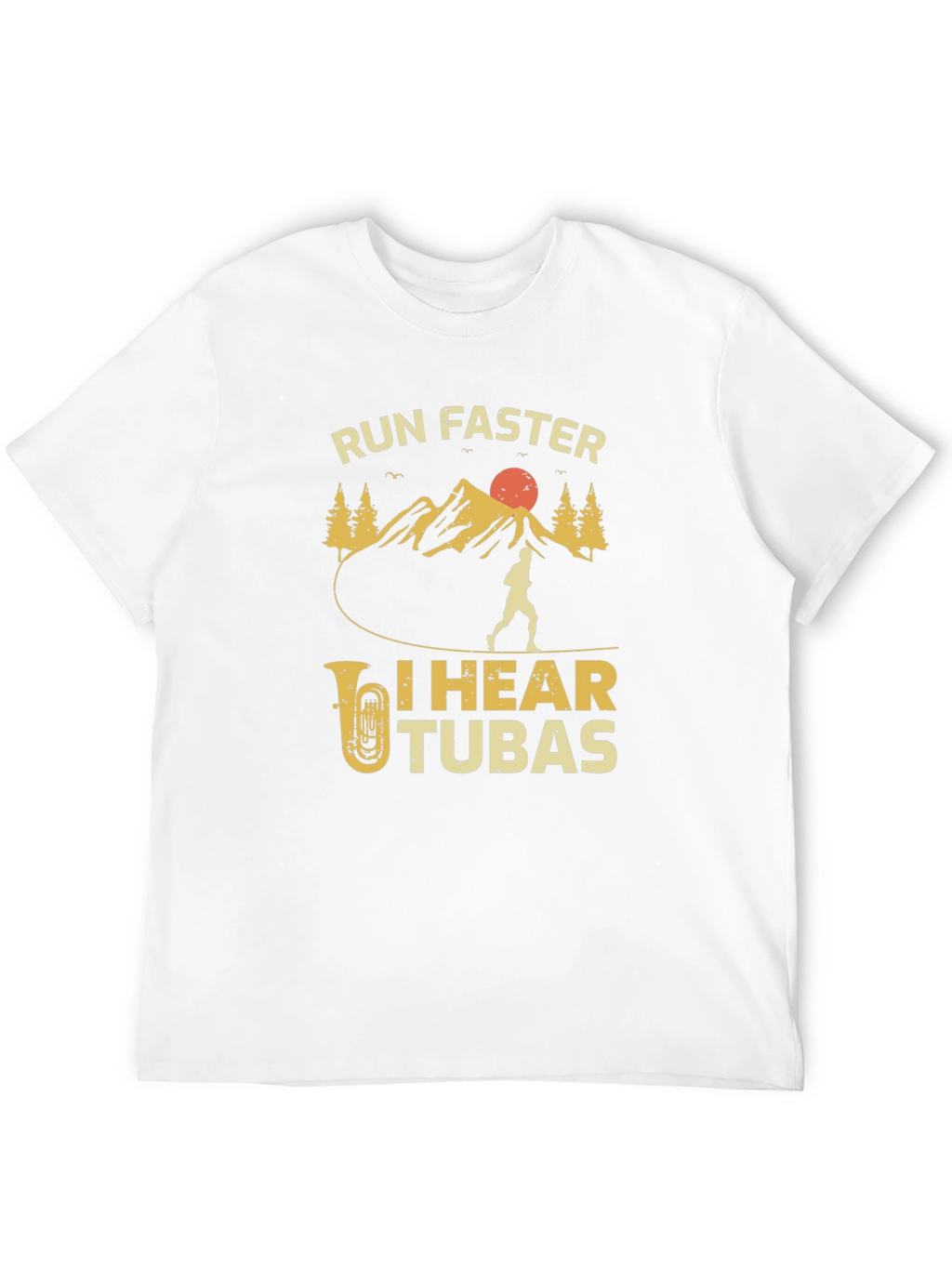 Run Faster I Hear Tubas Black T-Shirt