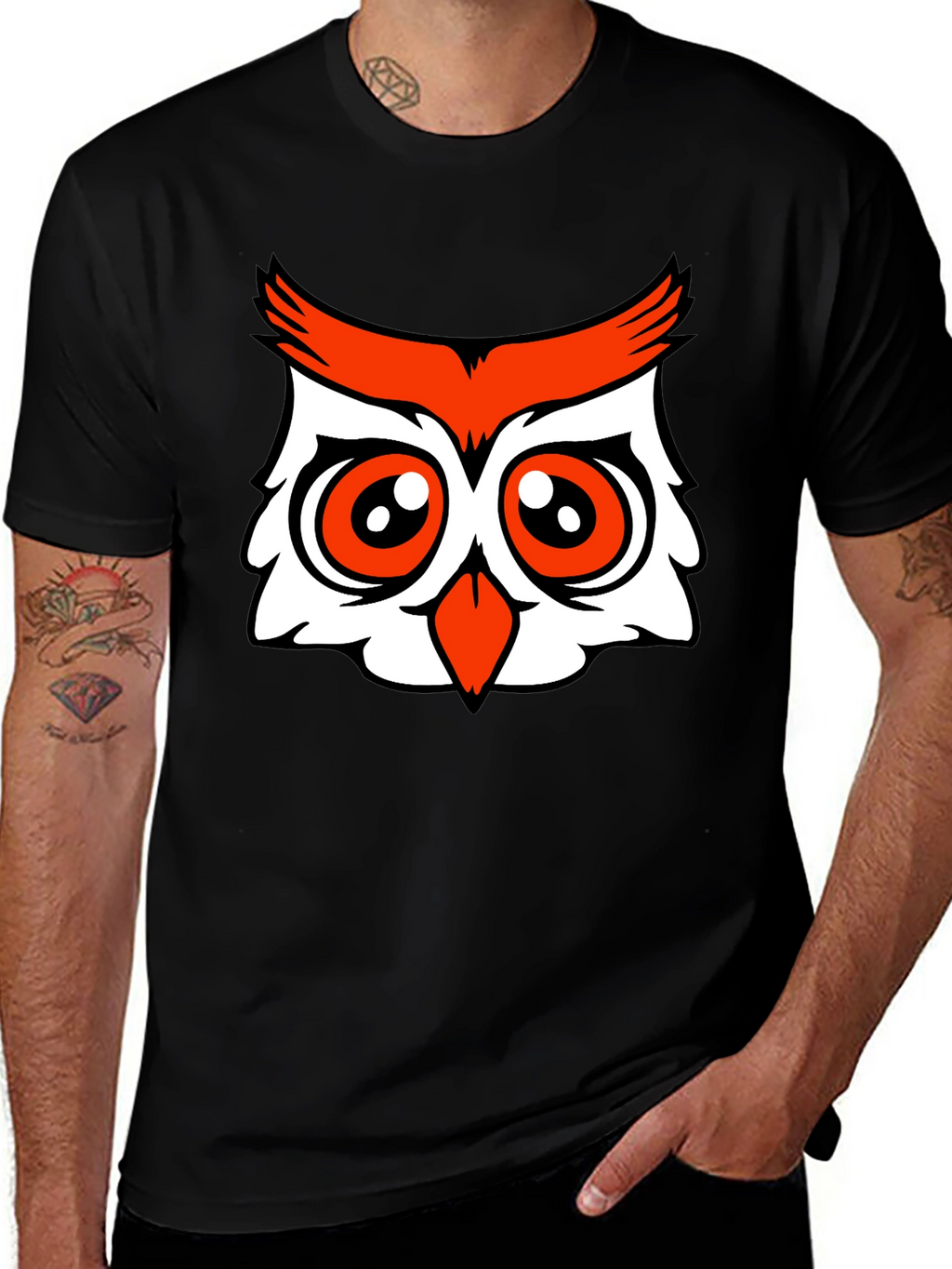 Owl Graphic Tee - Black Cotton Blend