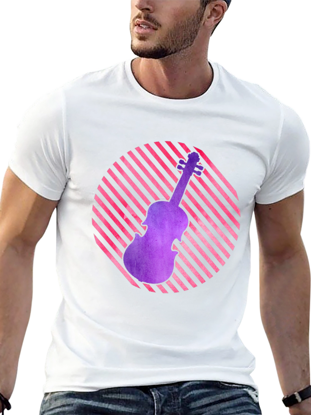 Violin Graphic Tee - Retro Music Lover Shirt