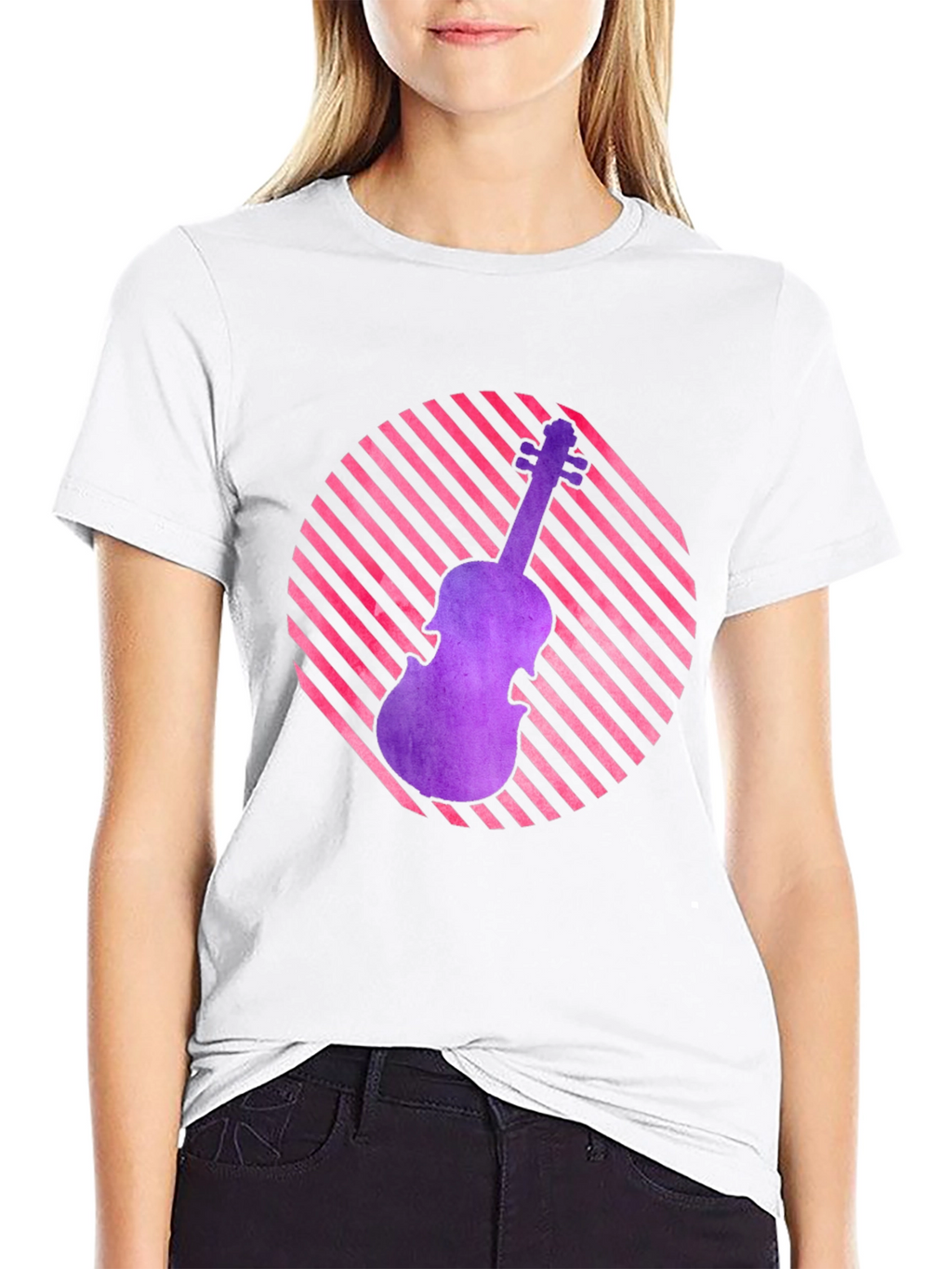Violin Graphic Tee - Retro Music Lover Shirt