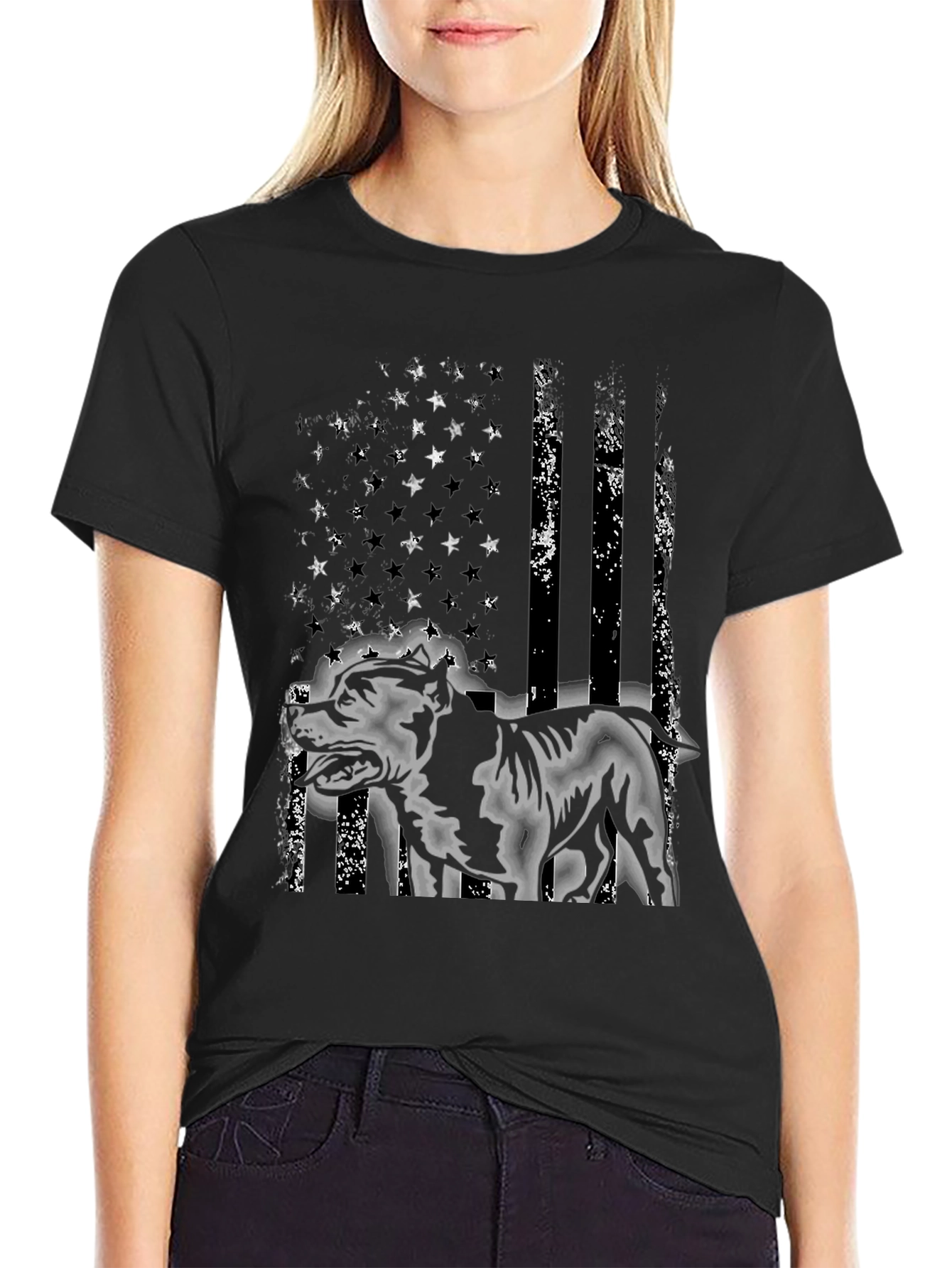 American Pitbull Distressed Flag T-Shirt