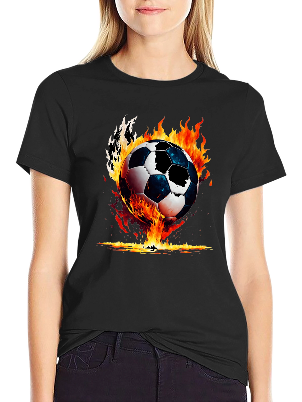 Fiery Soccer Ball Graphic Tee
