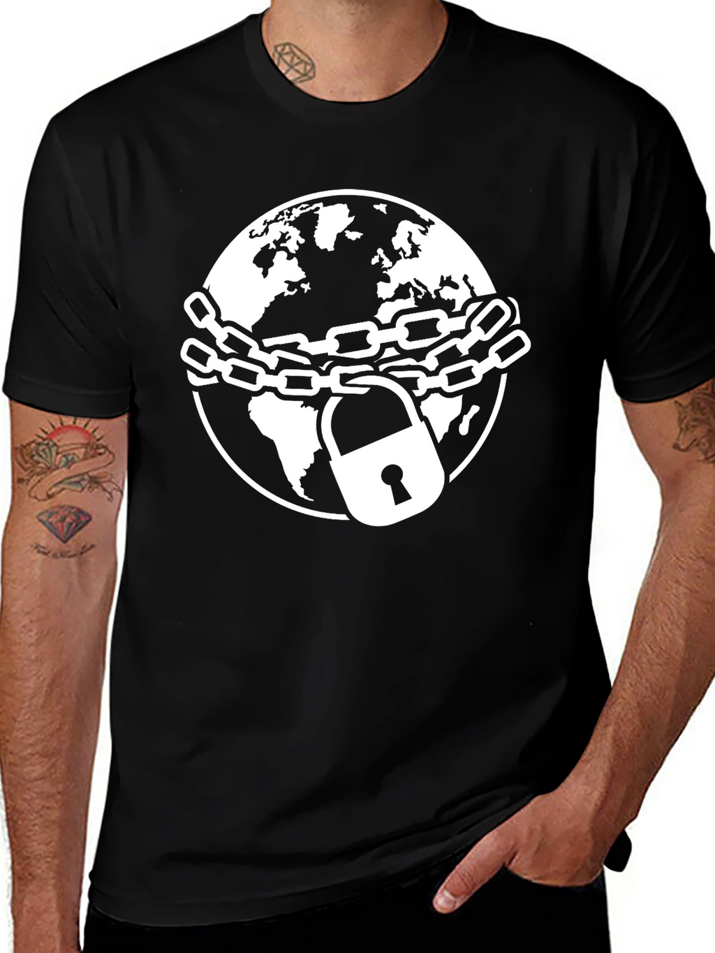 Chained Earth Graphic Tee - Black
