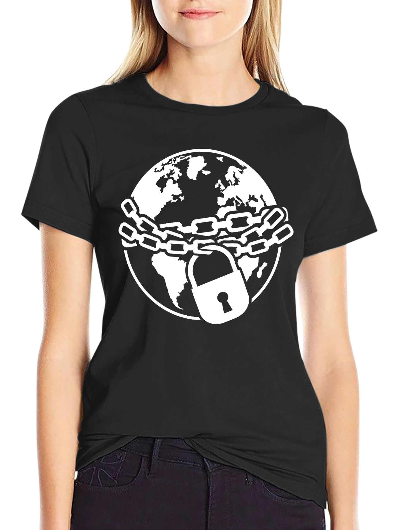 Chained Earth Graphic Tee - Black