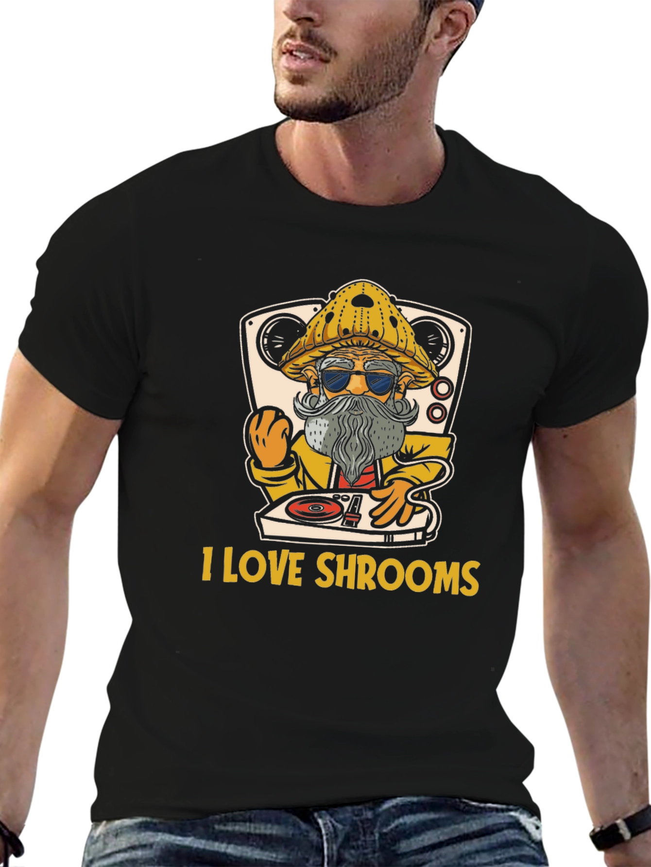 I Love Shrooms T-Shirt - DJ Mushroom Graphic Tee