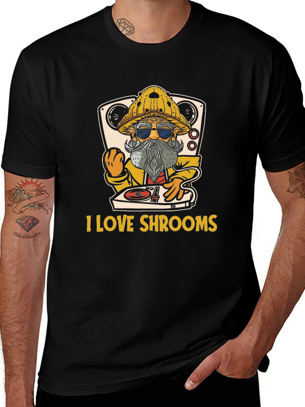 I Love Shrooms T-Shirt - DJ Mushroom Graphic Tee