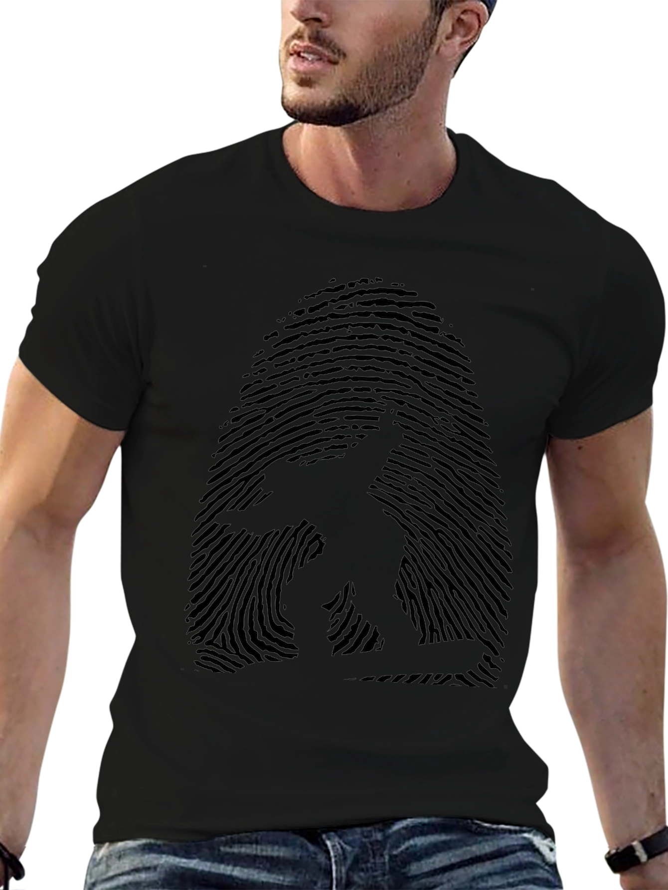 Fingerprint Surfer Graphic Tee - Unique Design