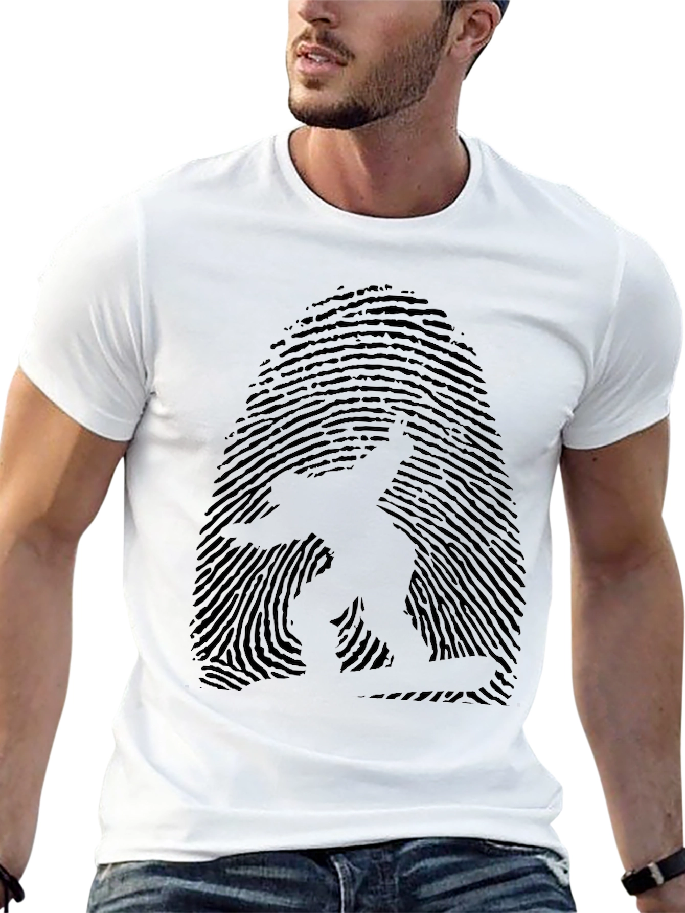Fingerprint Surfer Graphic Tee - Unique Design