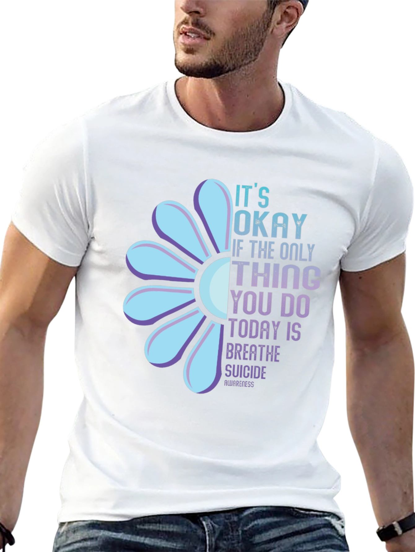 Suicide Awareness Graphic Tee - Its Okay to Breathe