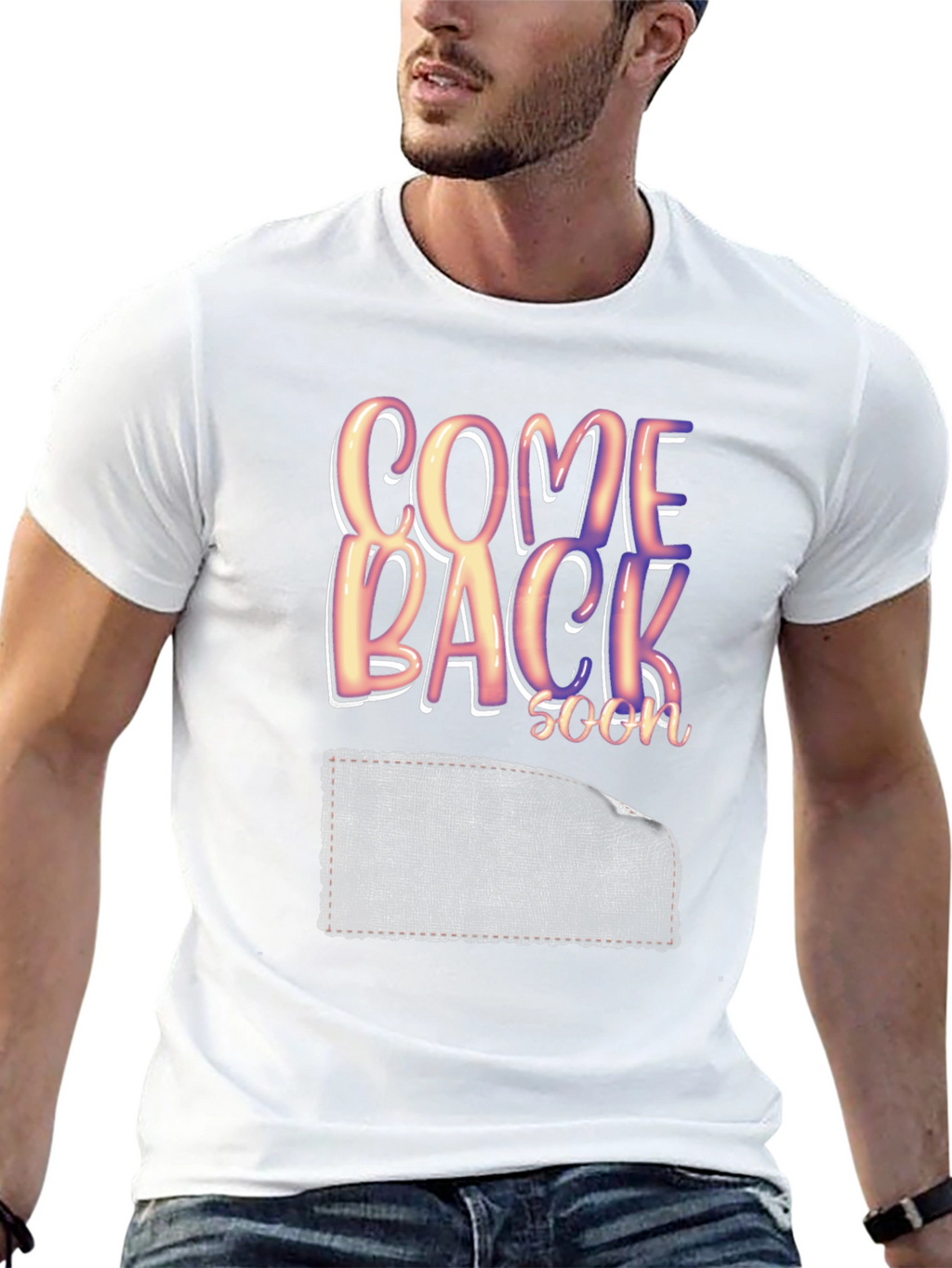 Come Back Soon Graphic Print Black T-Shirt