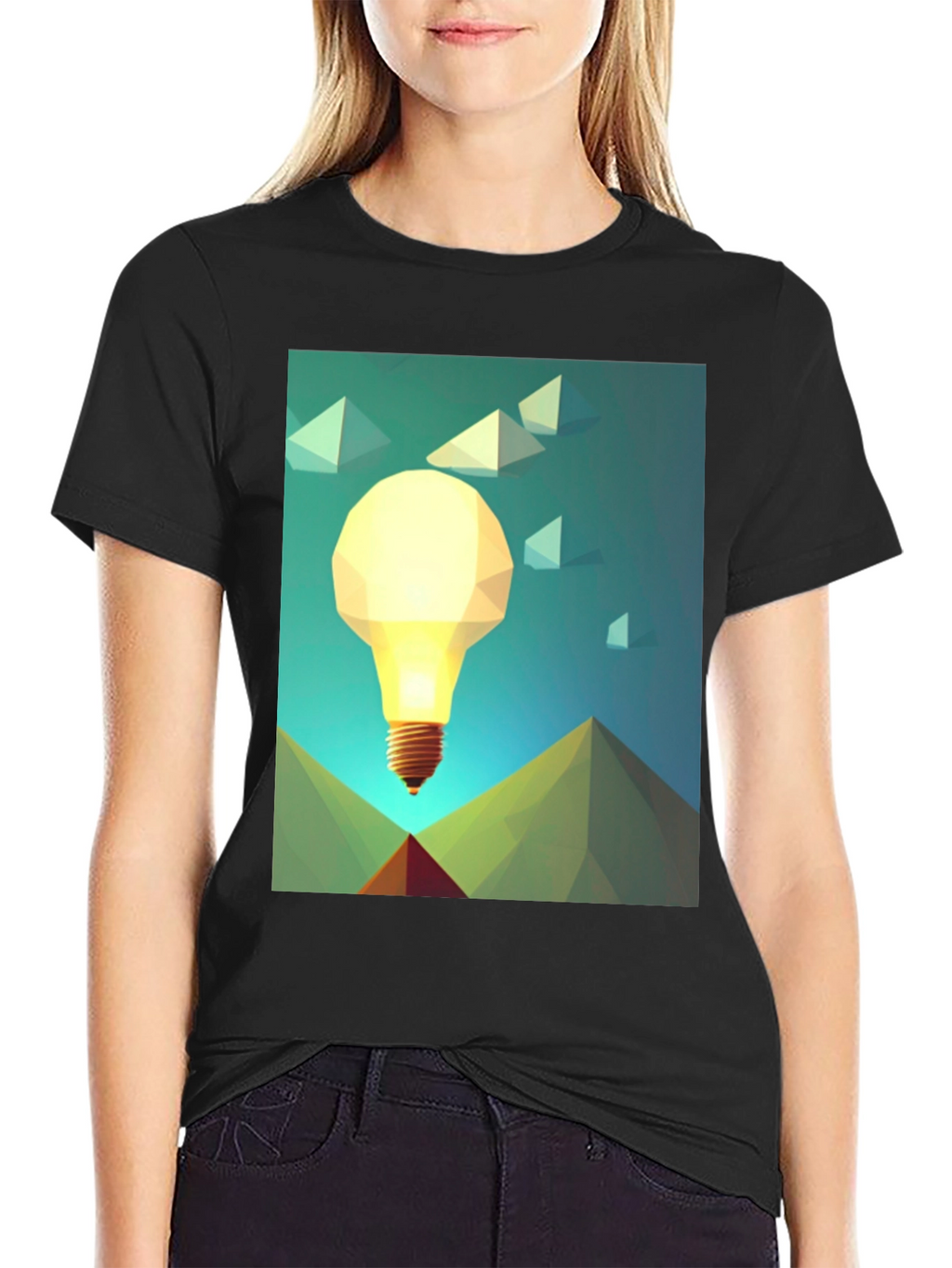 Geometric Lightbulb Graphic Tee - Unique Design