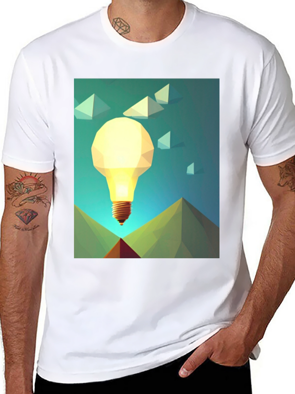 Geometric Lightbulb Graphic Tee - Unique Design
