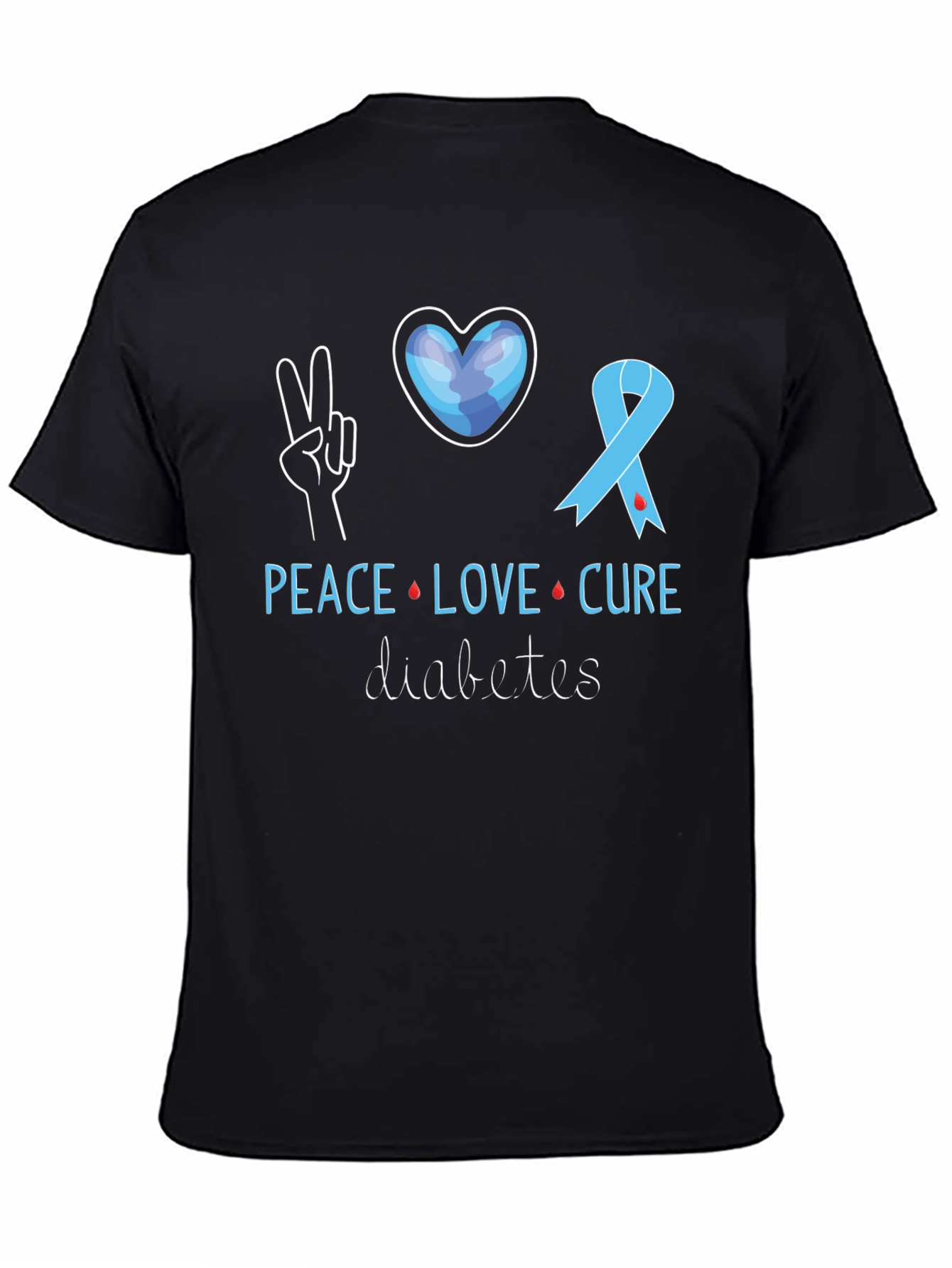 Peace Love Cure Diabetes Awareness T-Shirt