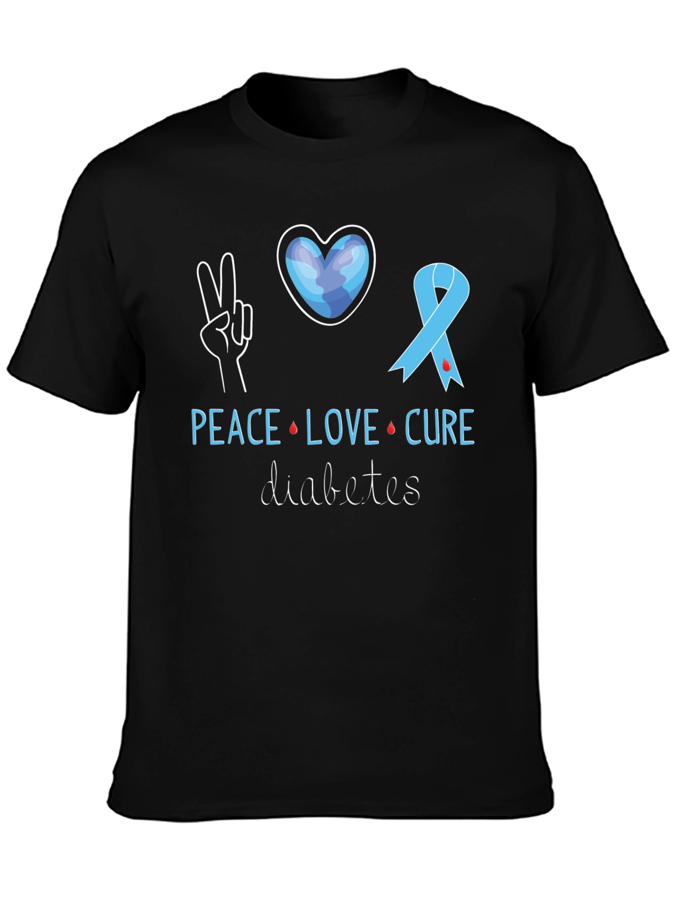 Peace Love Cure Diabetes Awareness T-Shirt