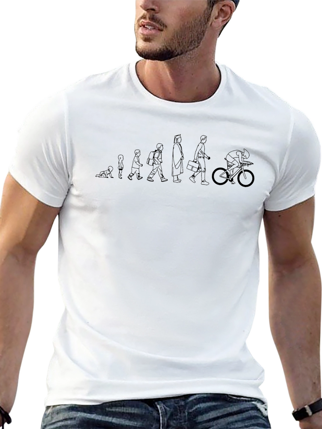 Evolution of Cyclist Black T-Shirt