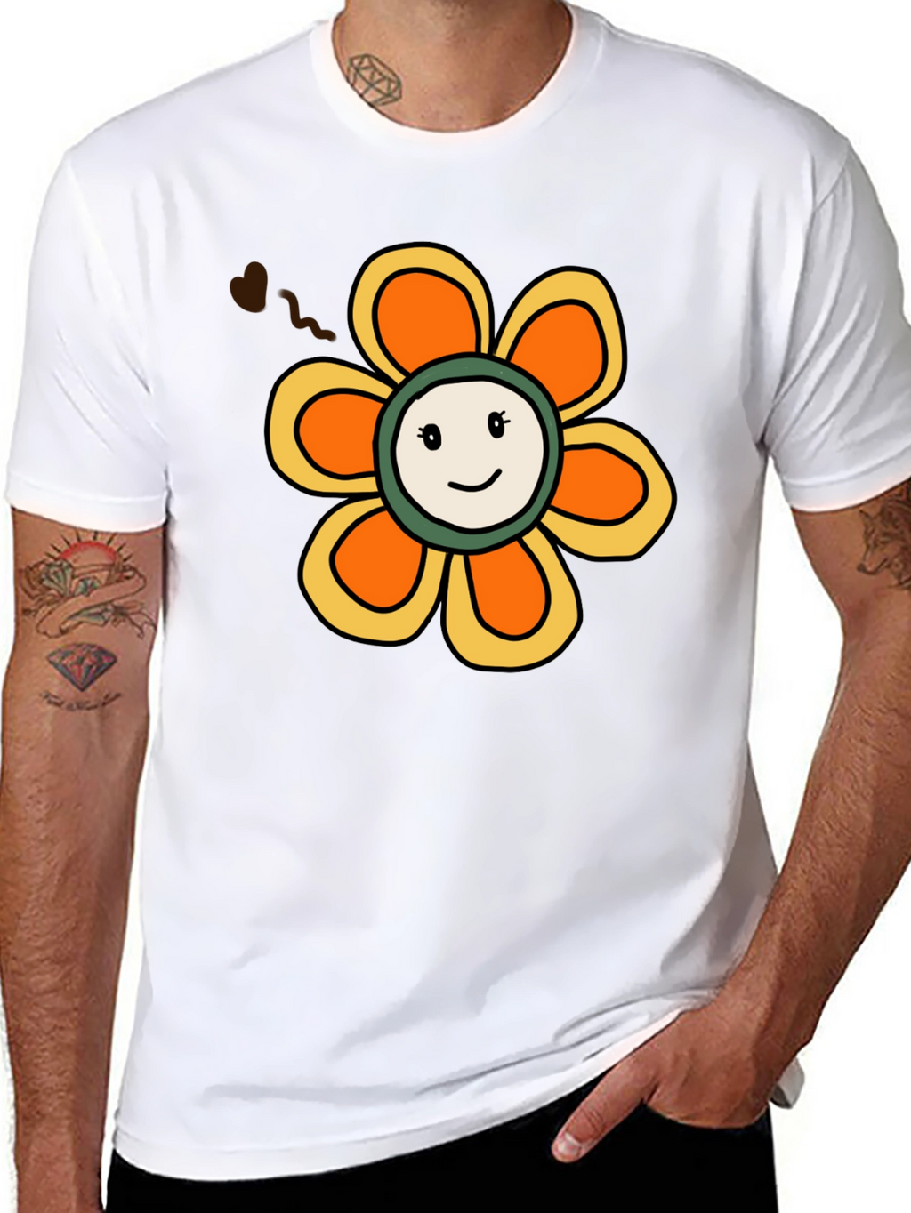 Retro Smiley Face Flower Graphic T-Shirt