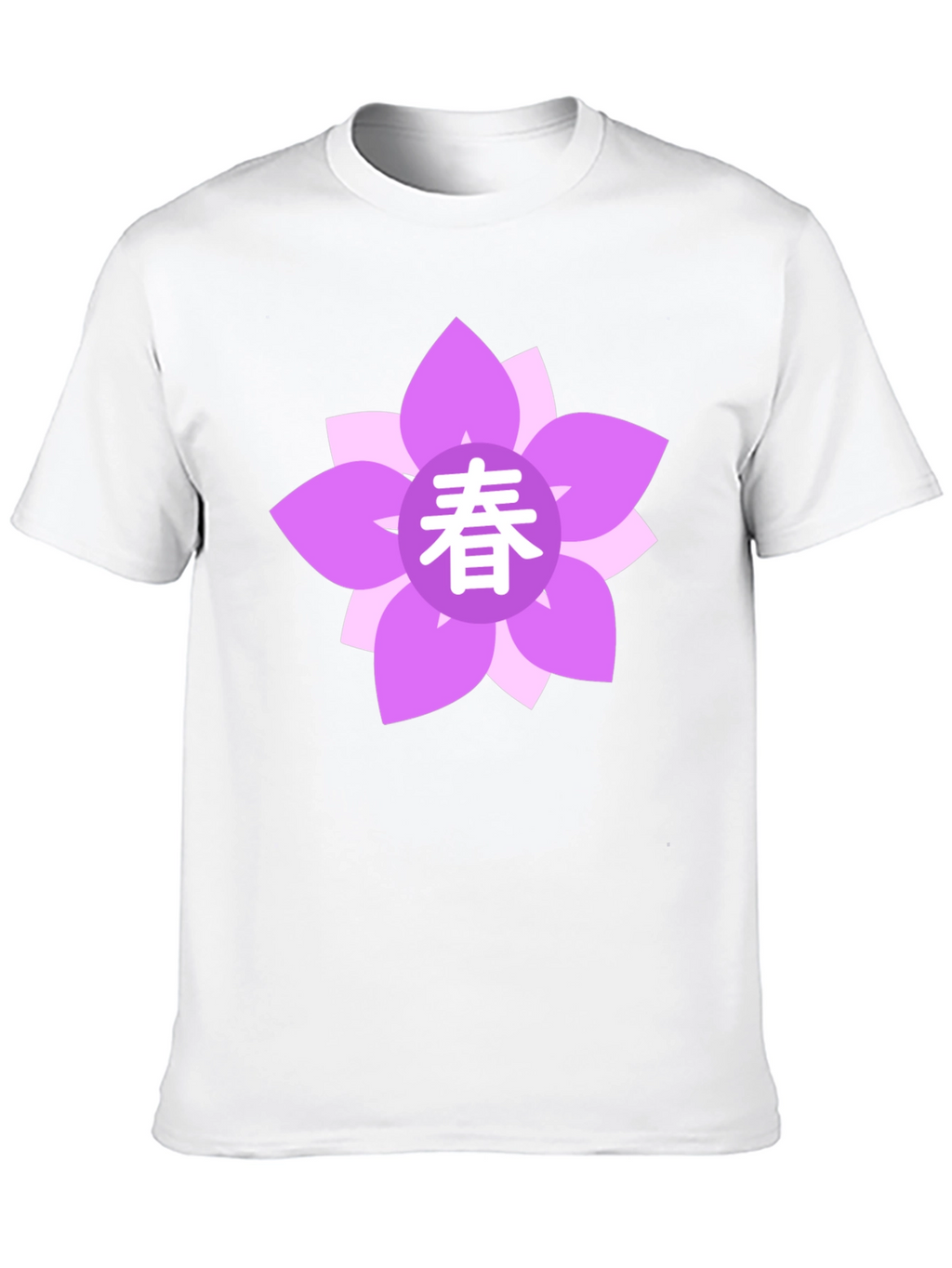 Black T-Shirt with Floral Japanese Spring Symbol