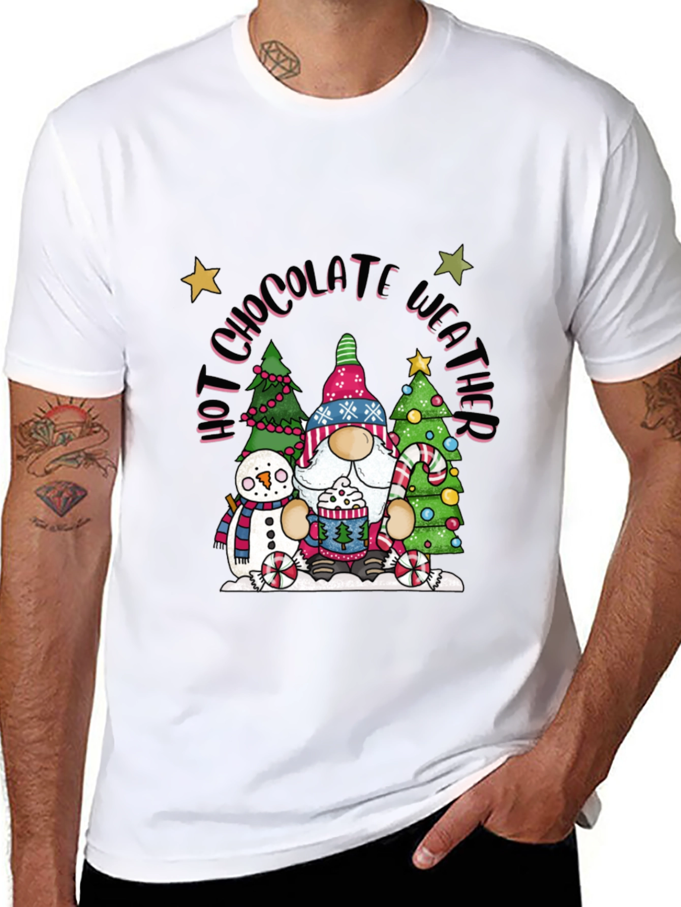 Hot Chocolate Weather Gnome T-Shirt - Winter Holiday Tee