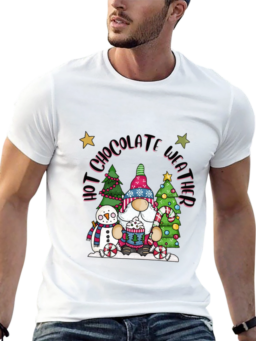 Hot Chocolate Weather Gnome T-Shirt - Winter Holiday Tee