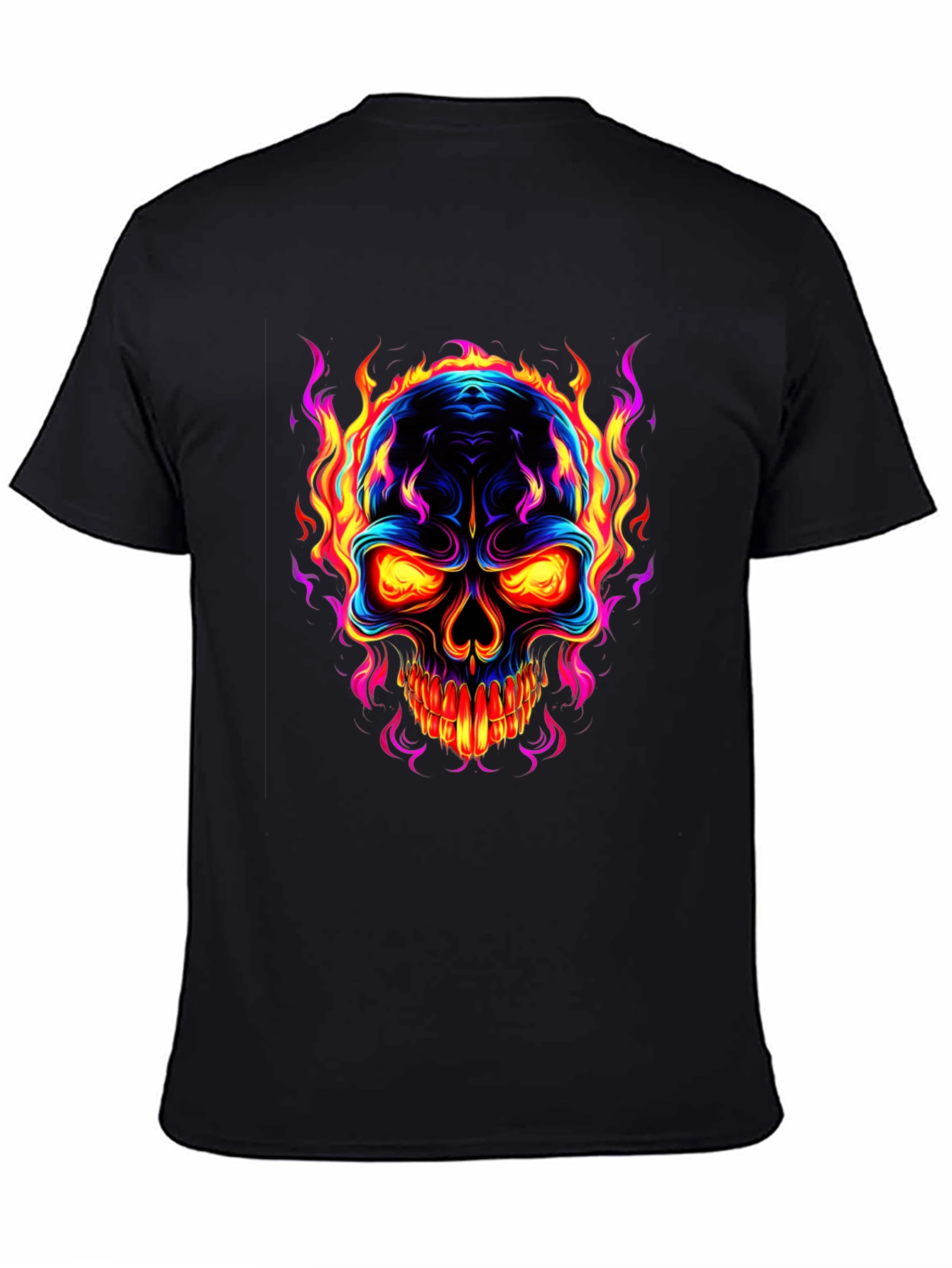 Flaming Skull Graphic Black T-Shirt