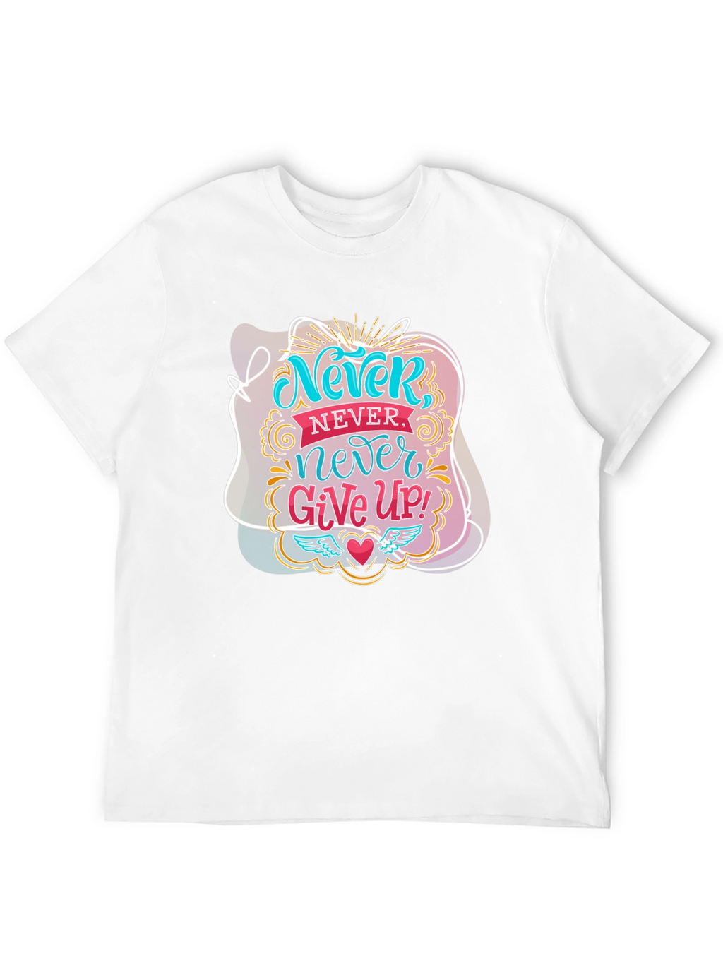 Never Give Up Graphic Tee - Motivational Black T-Shirt