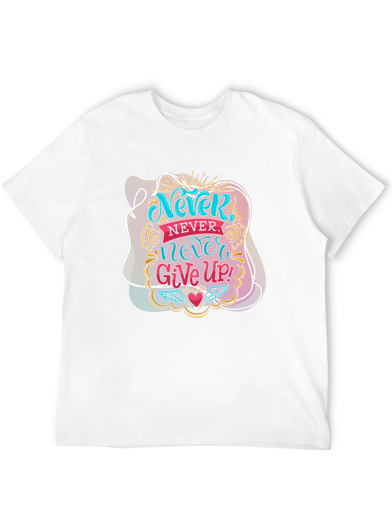 Never Give Up Graphic Tee - Motivational Black T-Shirt